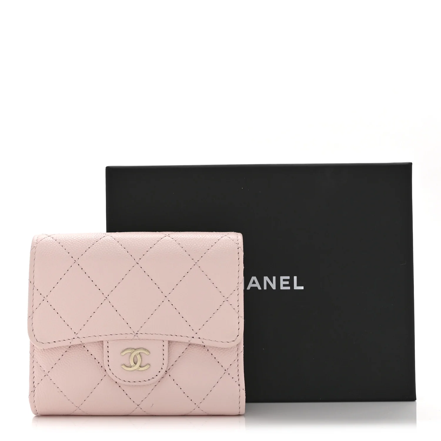 Caviar Quilted Compact Flap Wallet Light Pink - Image 11