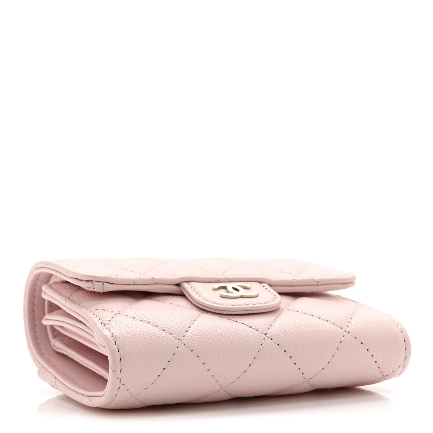 Caviar Quilted Compact Flap Wallet Light Pink - Image 4