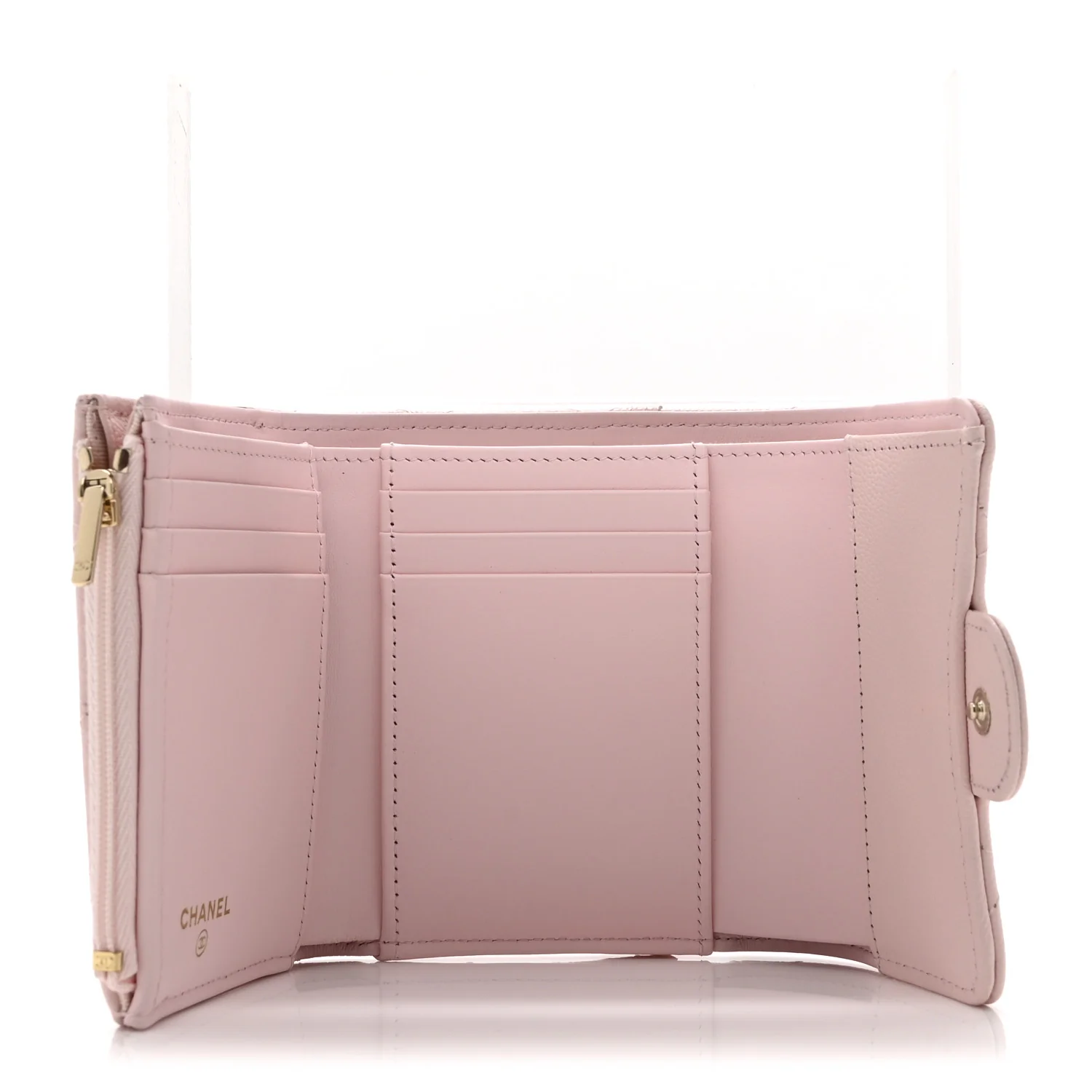 Caviar Quilted Compact Flap Wallet Light Pink - Image 5