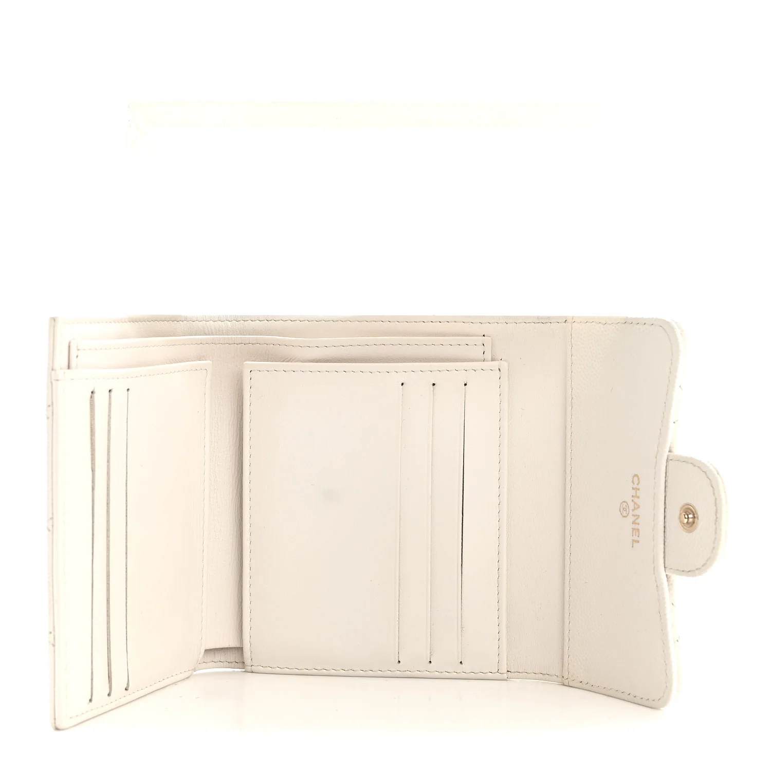 Caviar Quilted Compact Flap Wallet White - Image 5