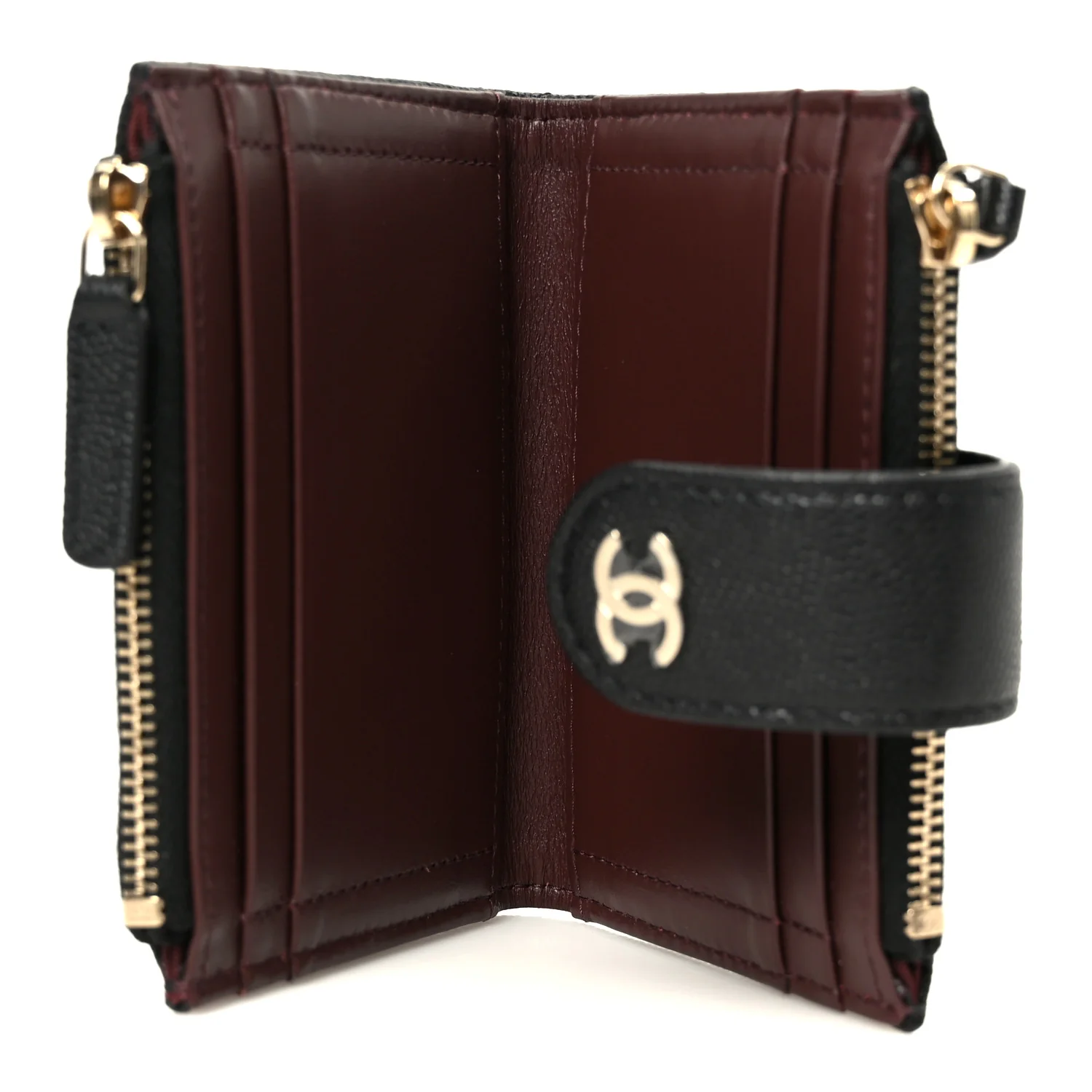 Caviar Quilted Compact Zipped Pocket Wallet Black - Image 5
