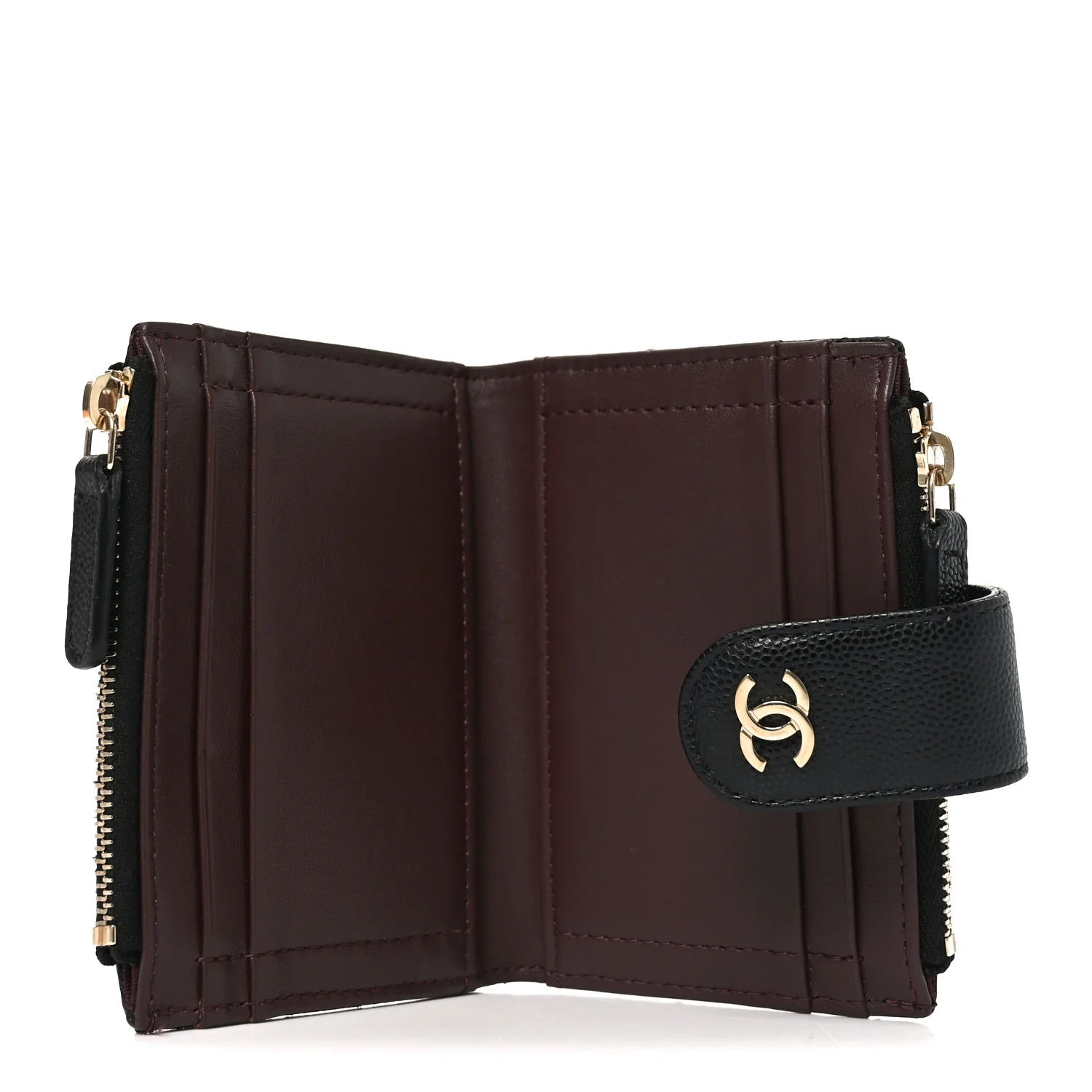Caviar Quilted Compact Zipped Pocket Wallet Black - Image 5