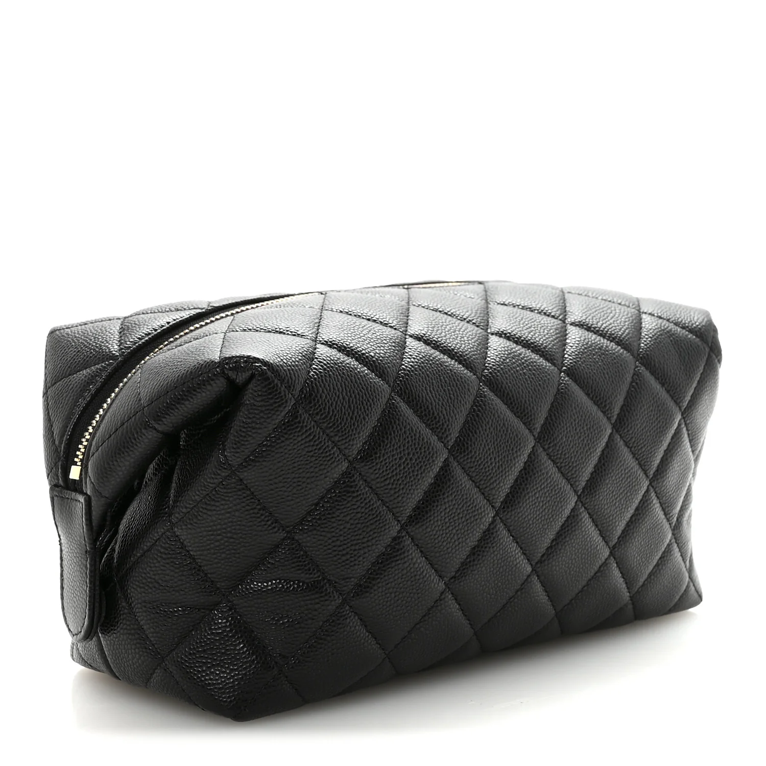 Caviar Quilted Cosmetic Case Black - Image 3