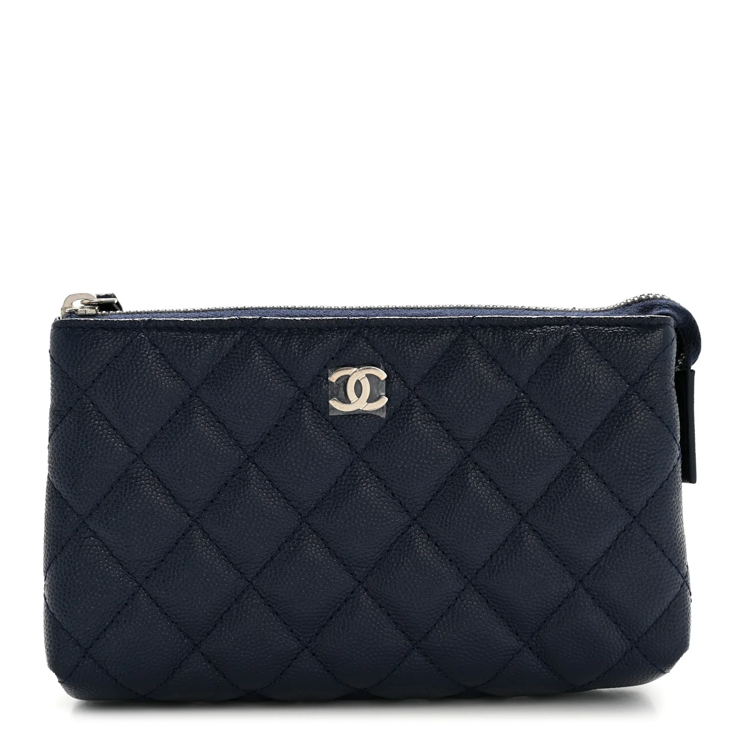 Caviar Quilted Cosmetic Case Navy