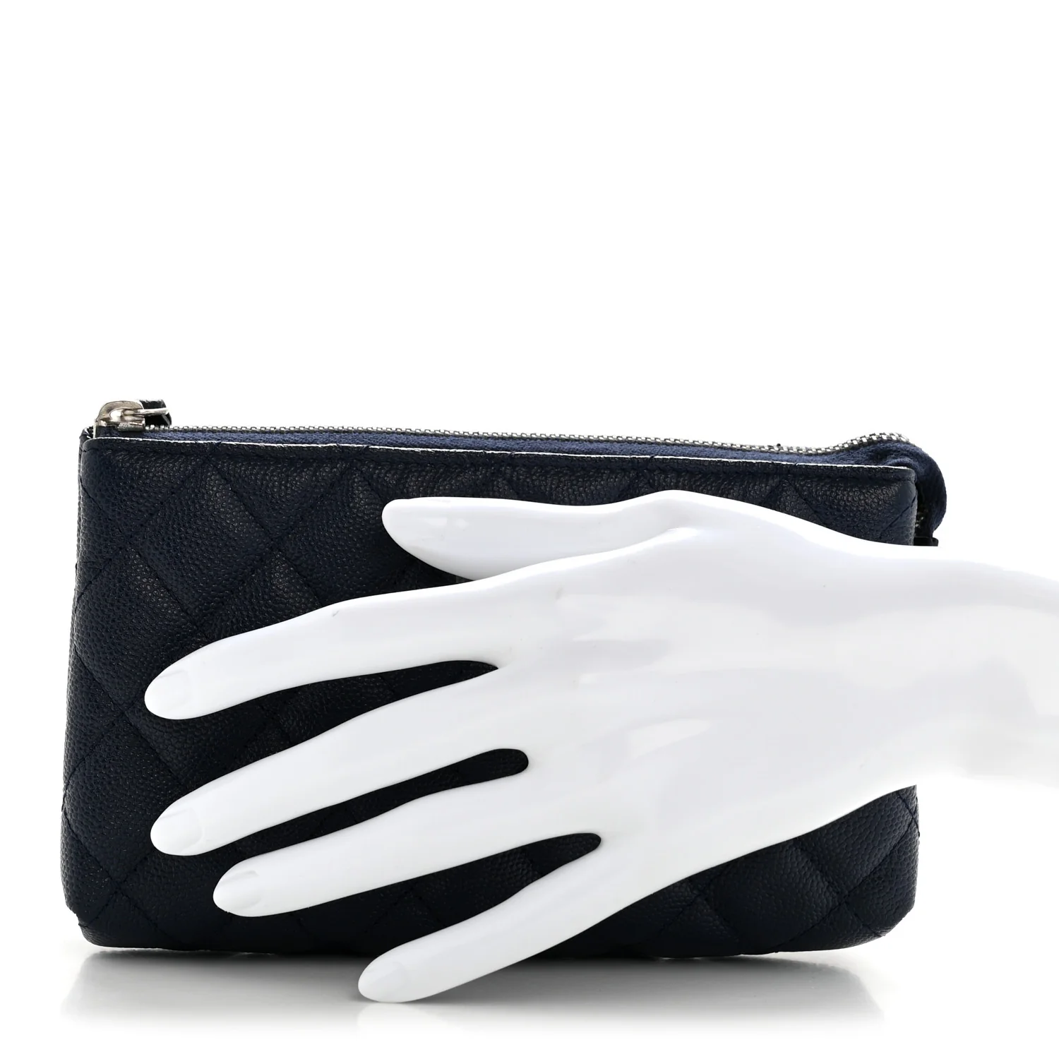 Caviar Quilted Cosmetic Case Navy - Image 2