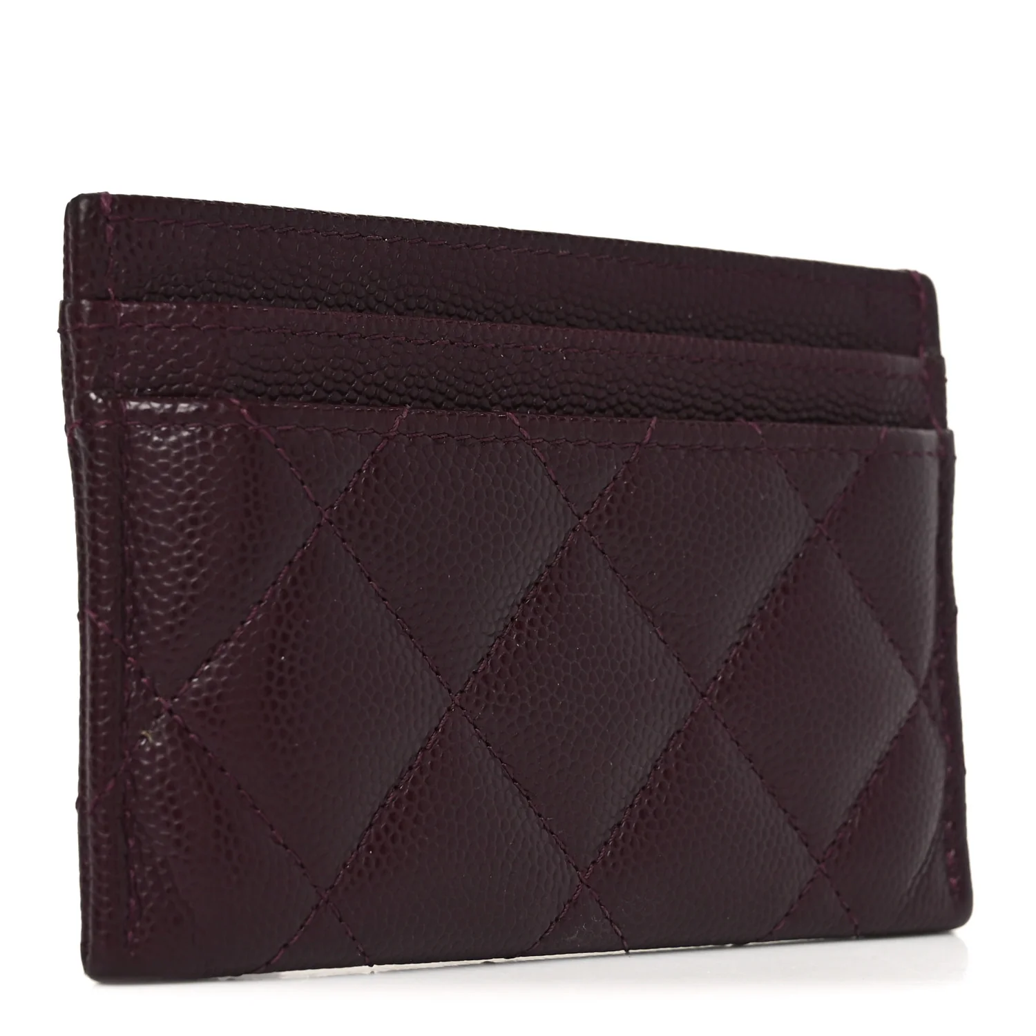 Caviar Quilted Crystal Card Holder Burgundy - Image 3