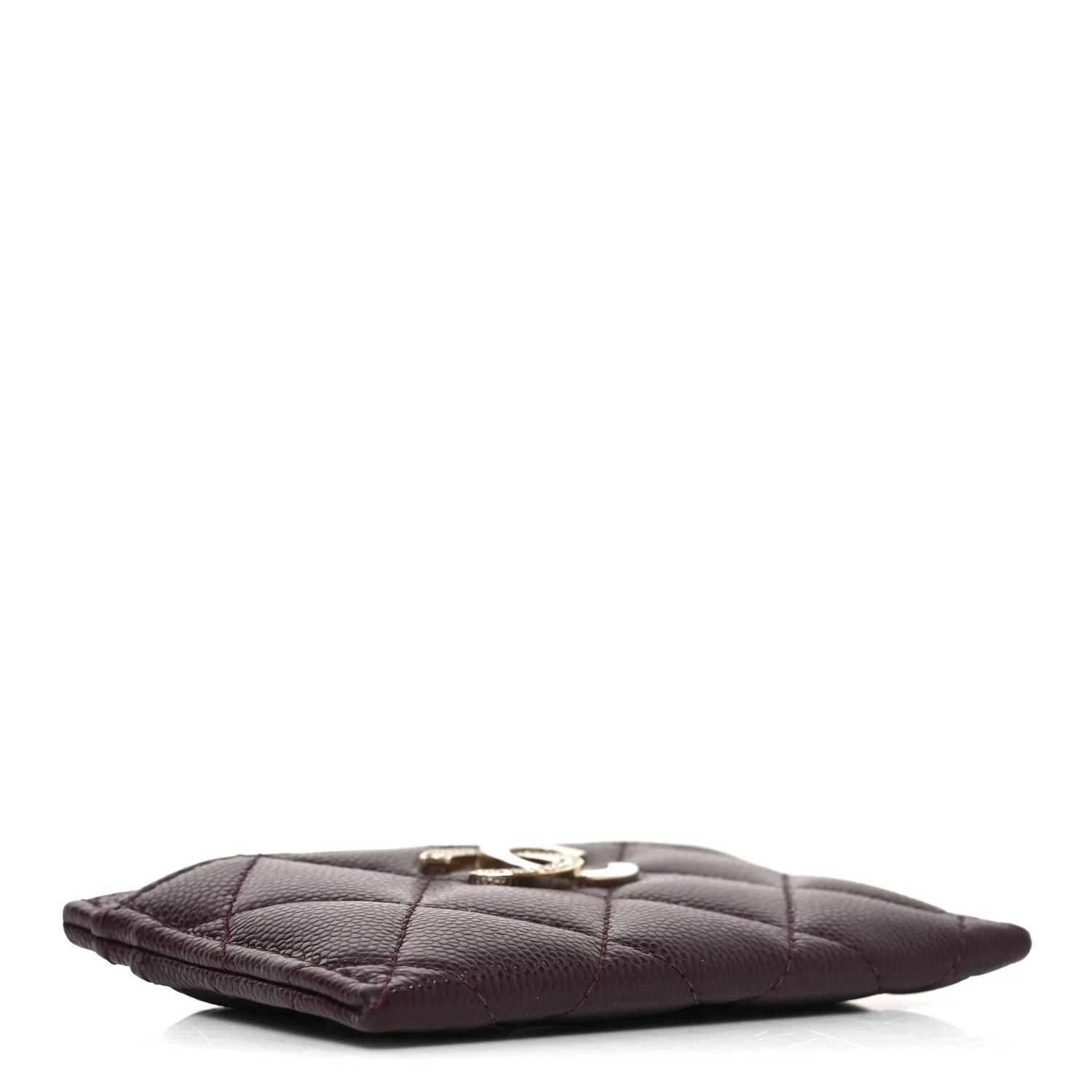 Caviar Quilted Crystal Card Holder Burgundy - Image 4