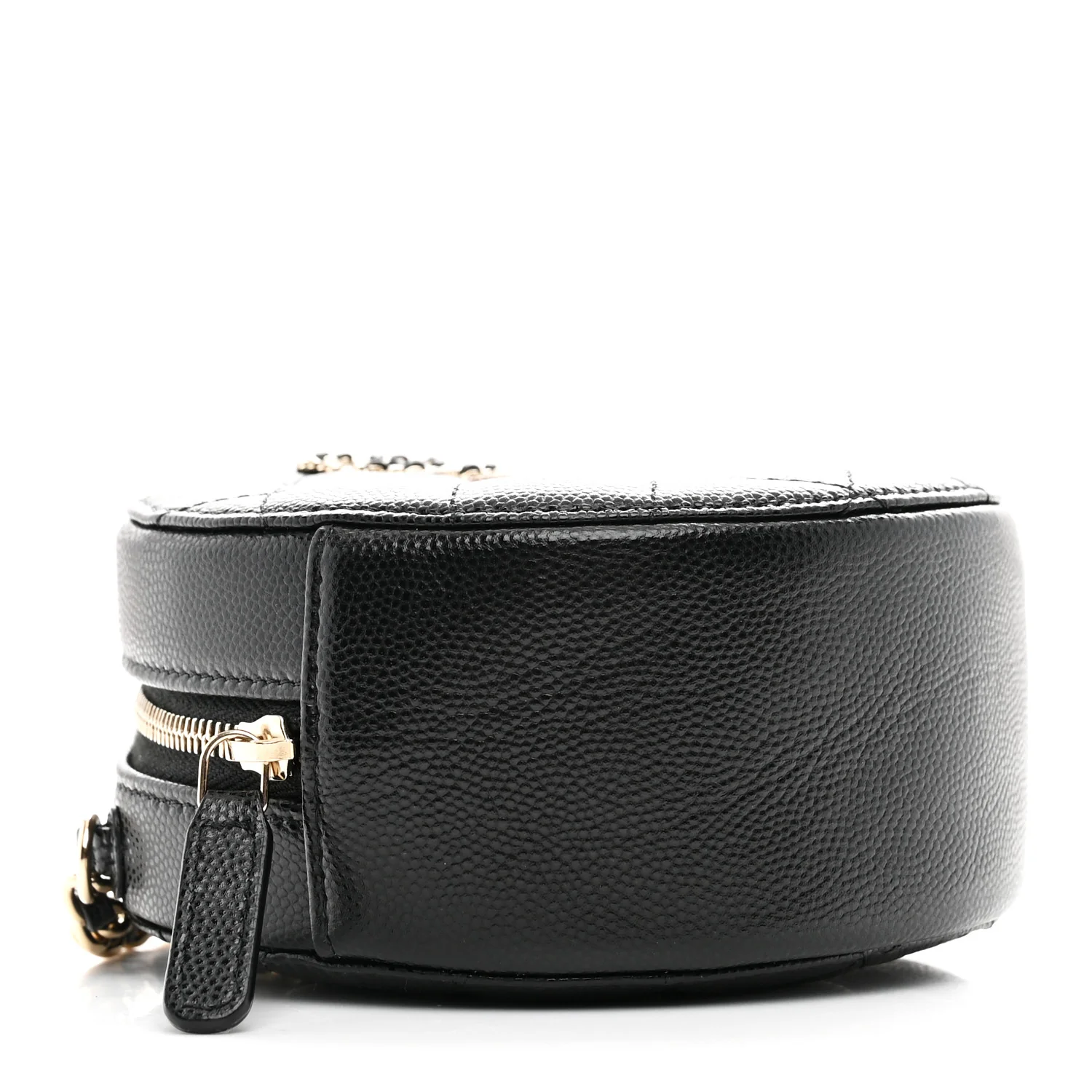 Caviar Quilted Crystal CC Round Clutch With Chain Black - Image 4