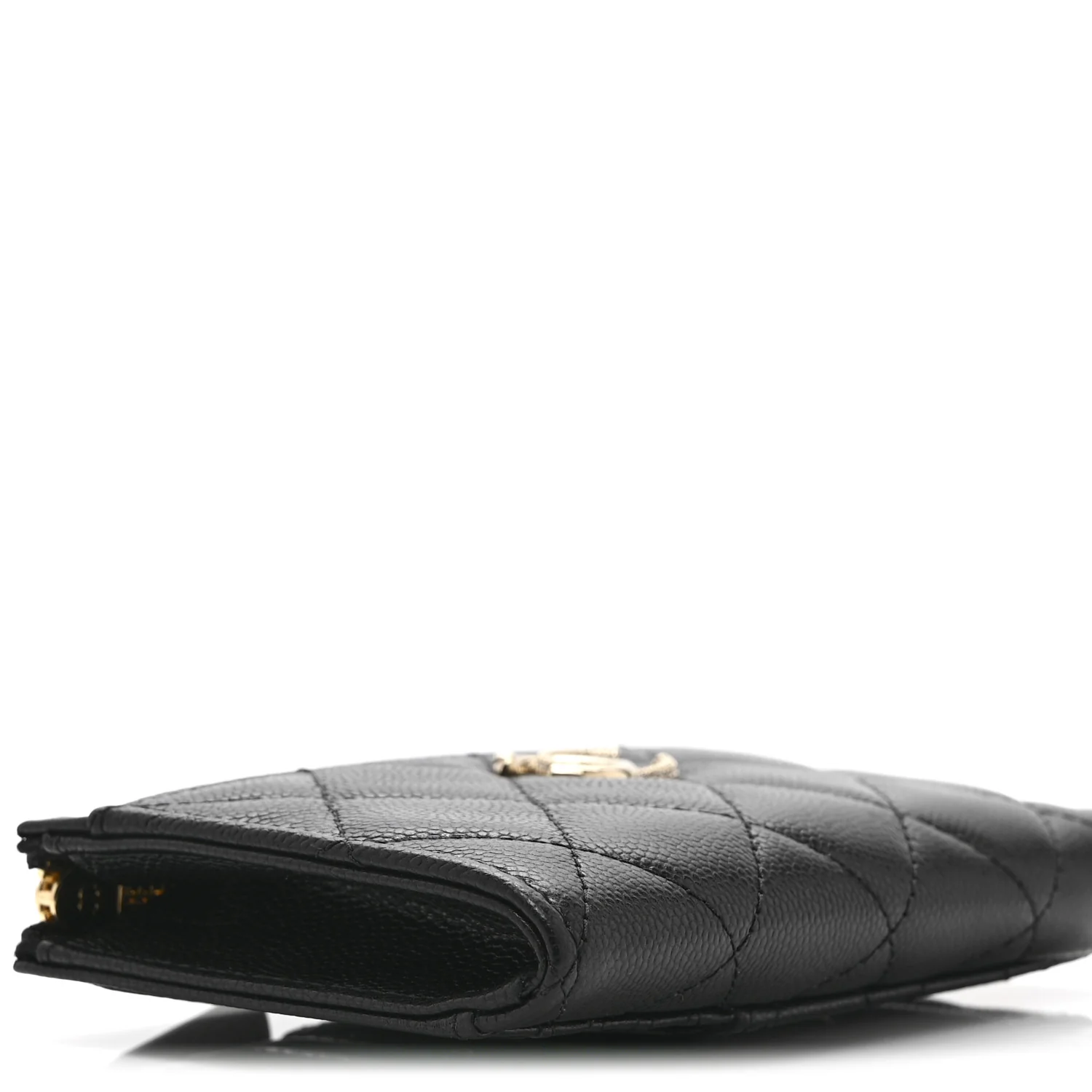 Caviar Quilted Crystal CC Zip Around Card Holder Black - Image 8