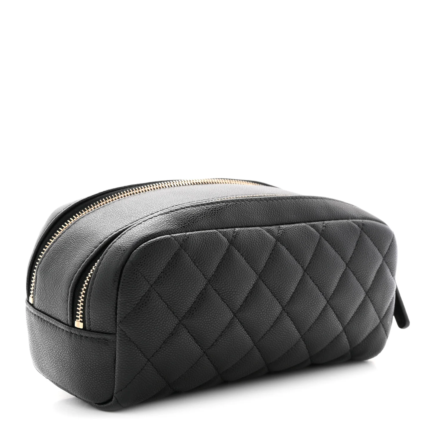 Caviar Quilted Double Zip Pouch Cosmetic Case Black - Image 3
