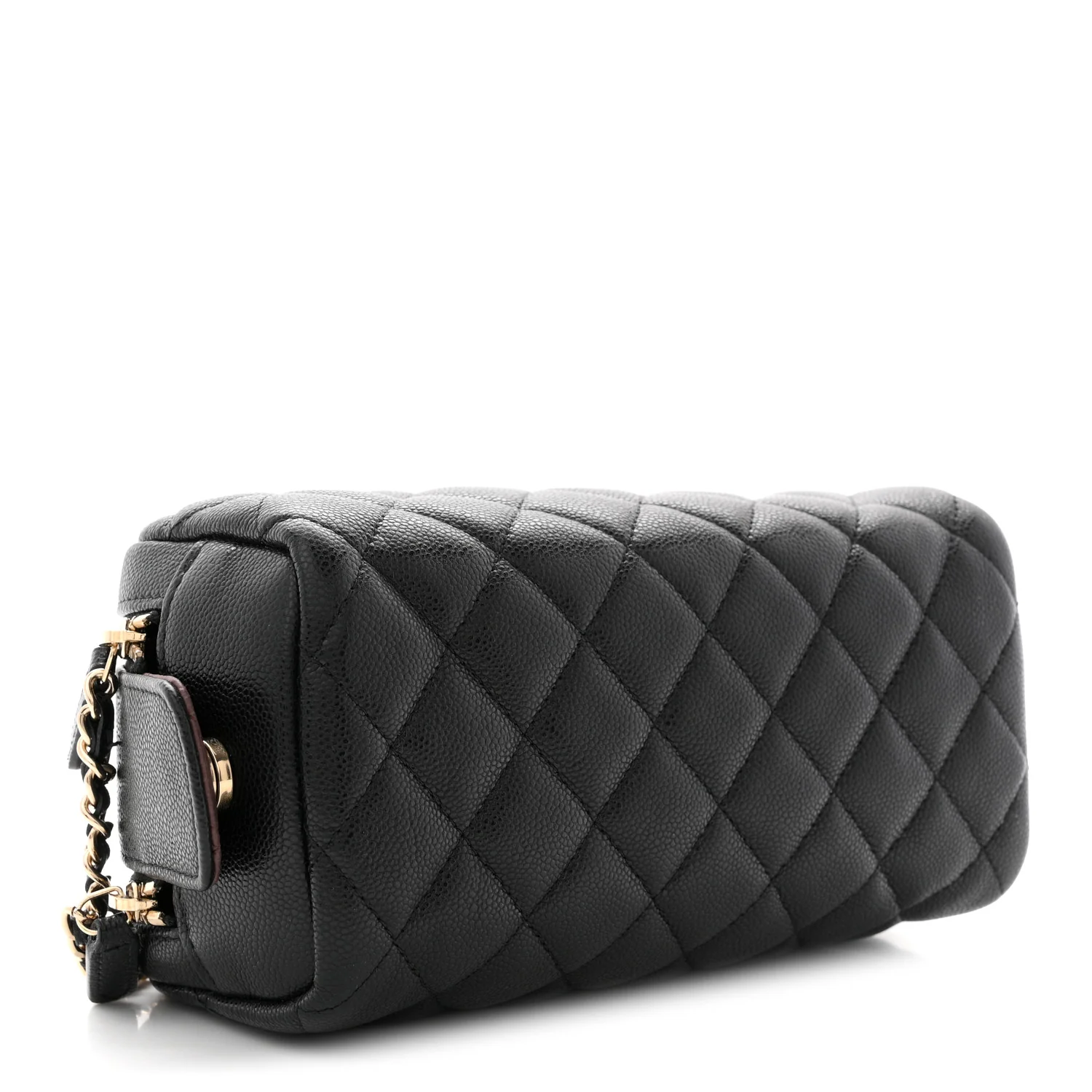Caviar Quilted Double Zip Pouch Cosmetic Case Black - Image 4