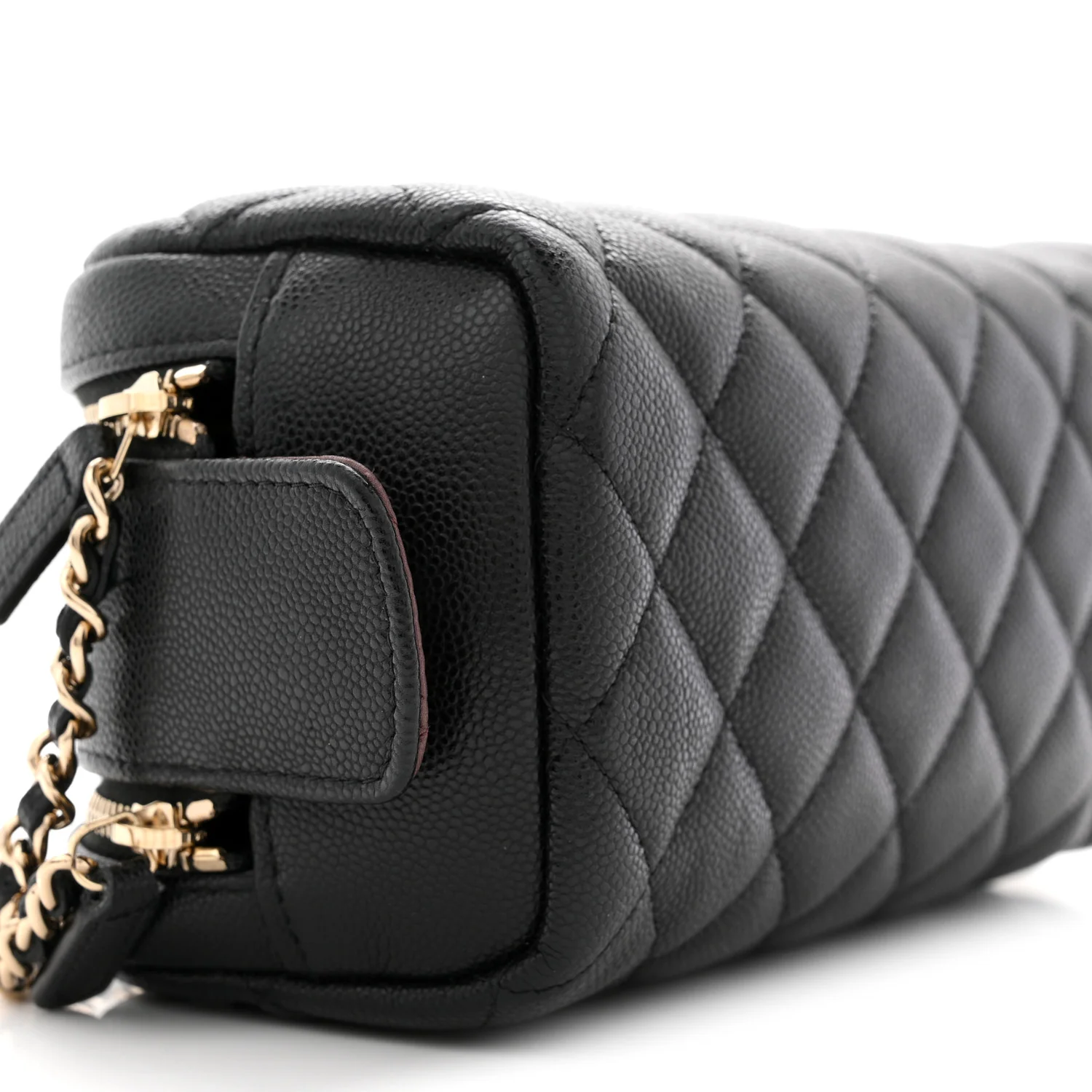 Caviar Quilted Double Zip Pouch Cosmetic Case Black - Image 9