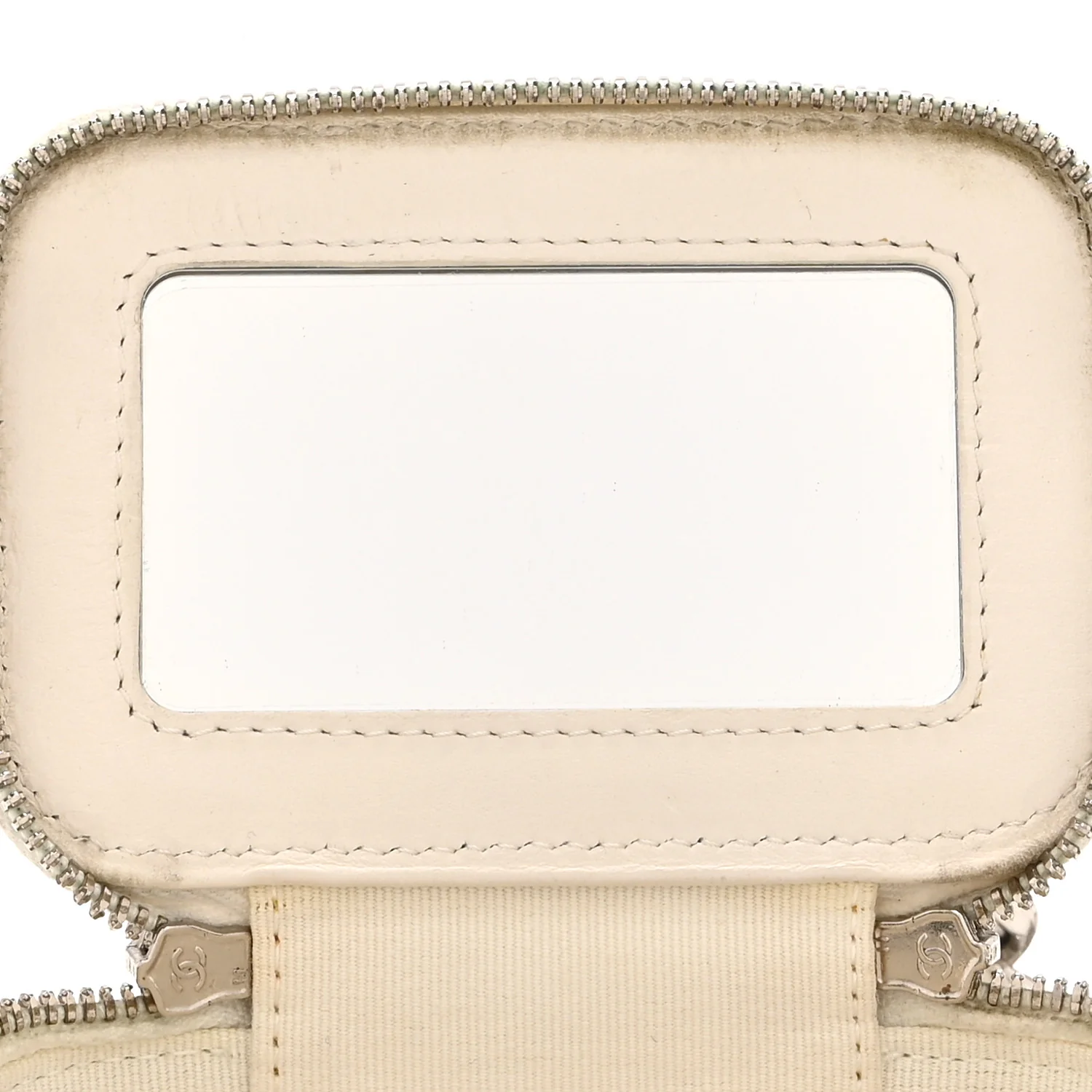 Caviar Quilted Enamel Coco Mini Vanity Case With Chain White - Image 7