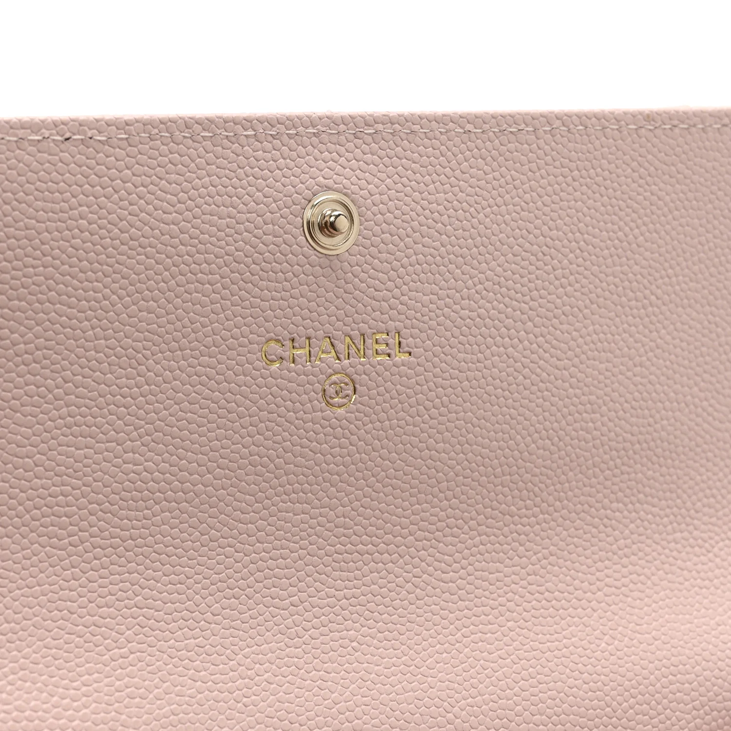 Caviar Quilted Enamel Crystal CC Flap Wallet Light Pink - Image 6