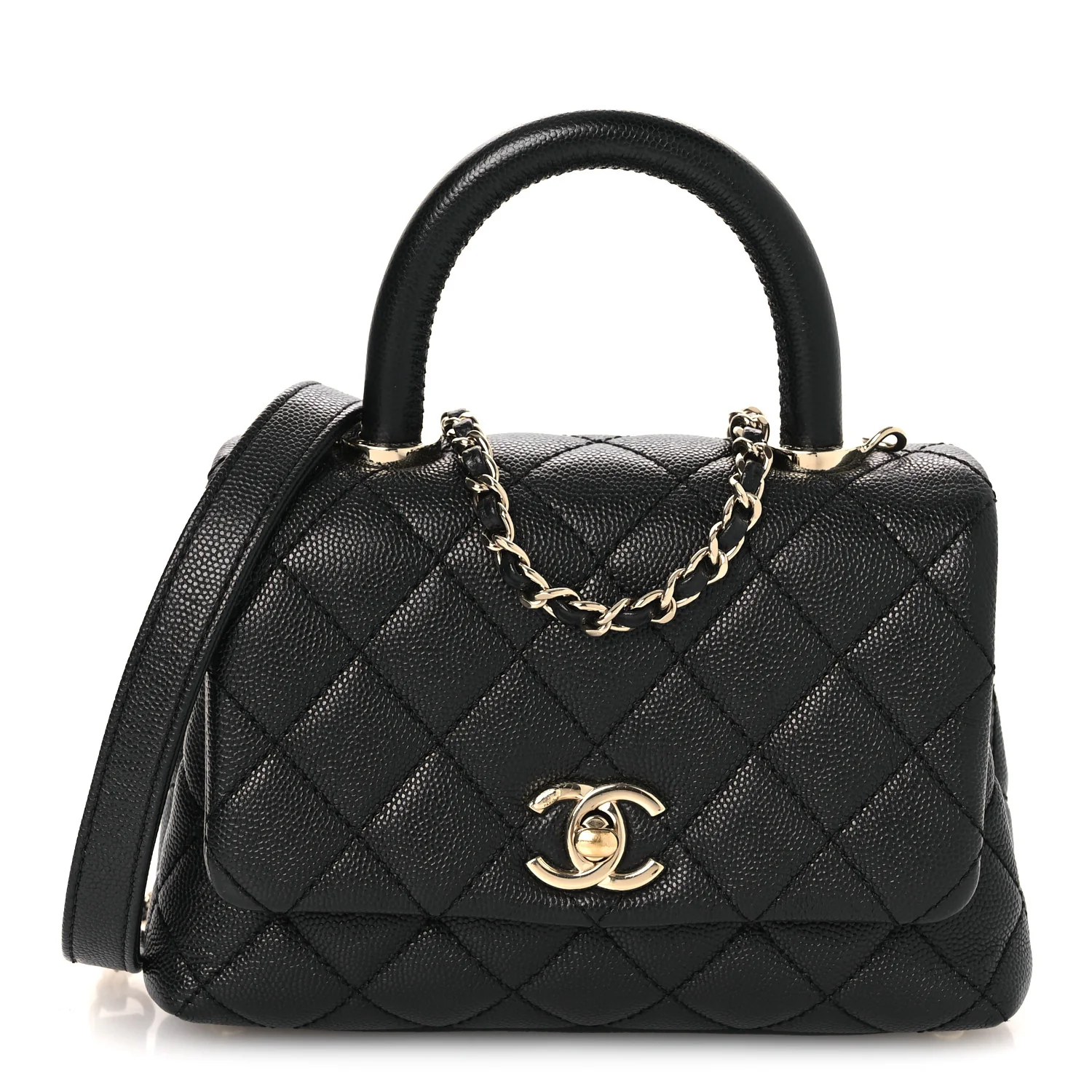 Caviar Quilted Extra Mini Coco Handle Flap Black