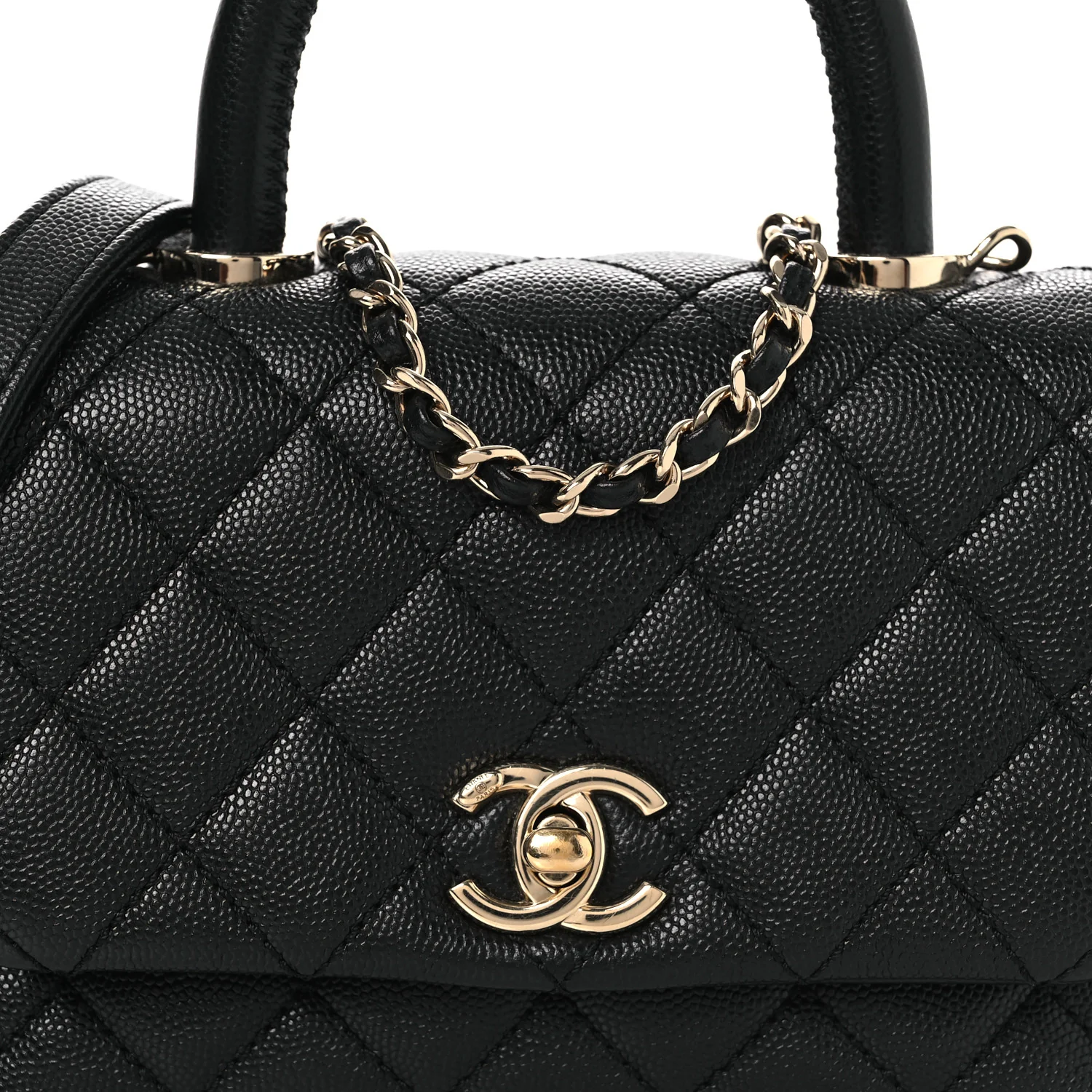 Caviar Quilted Extra Mini Coco Handle Flap Black - Image 8