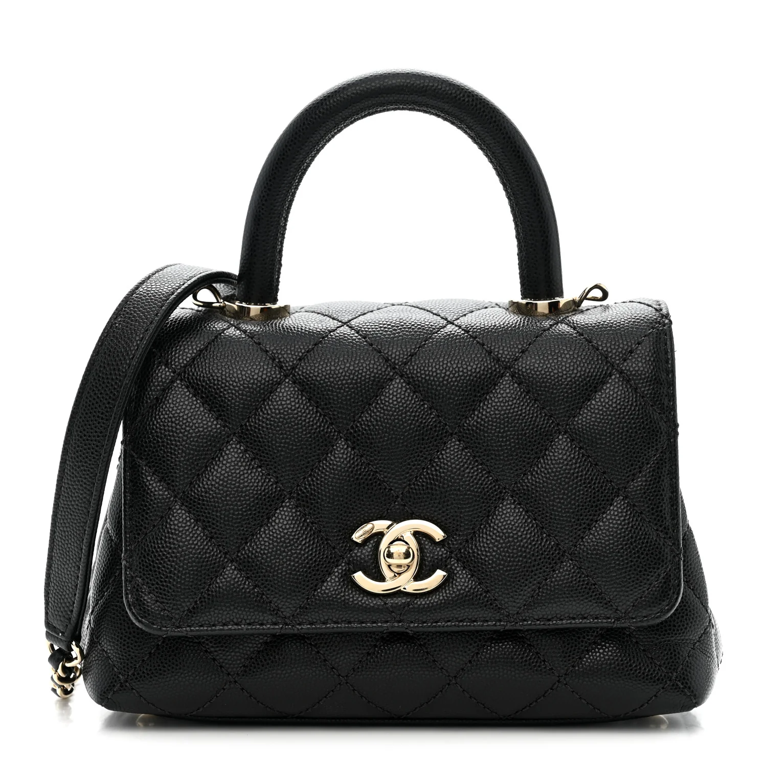 Caviar Quilted Extra Mini Coco Handle Flap Black