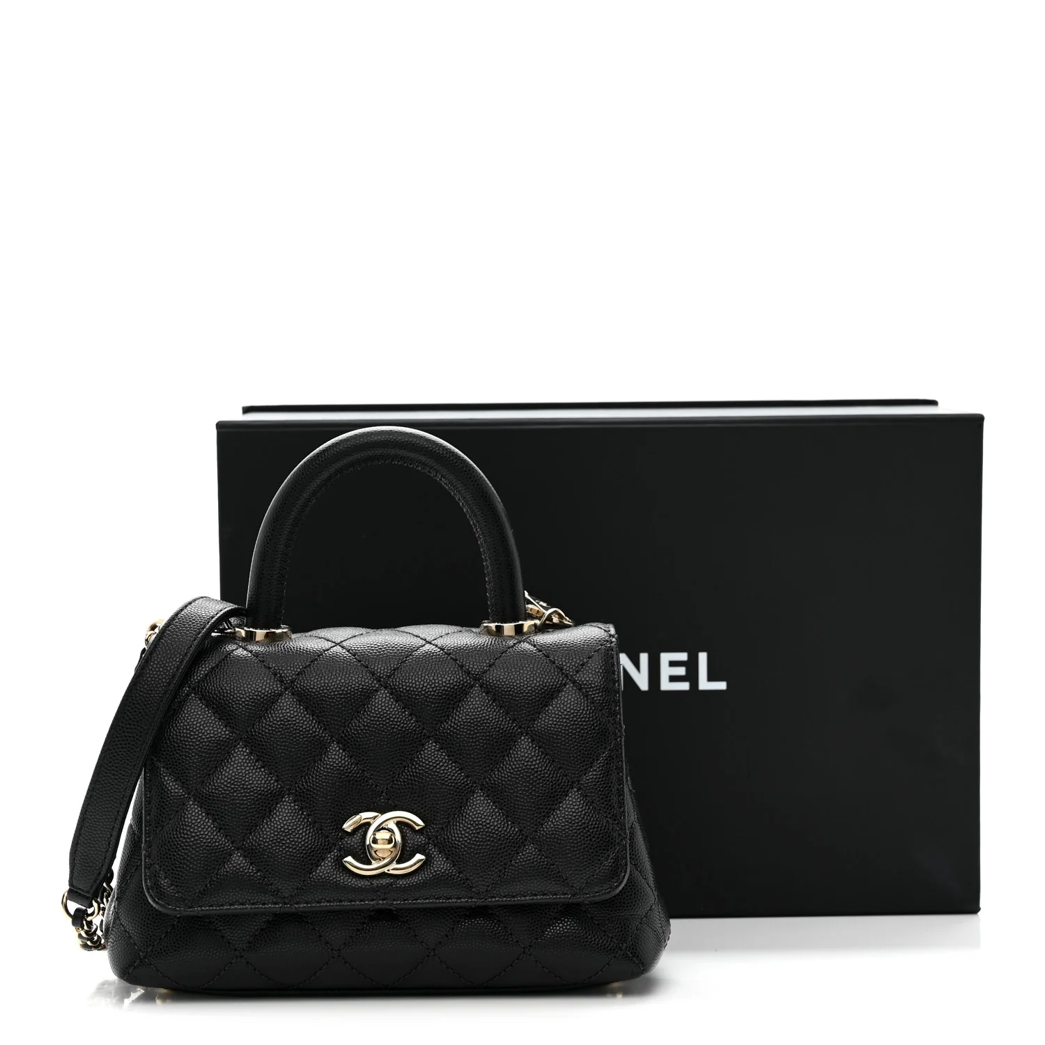 Caviar Quilted Extra Mini Coco Handle Flap Black - Image 11