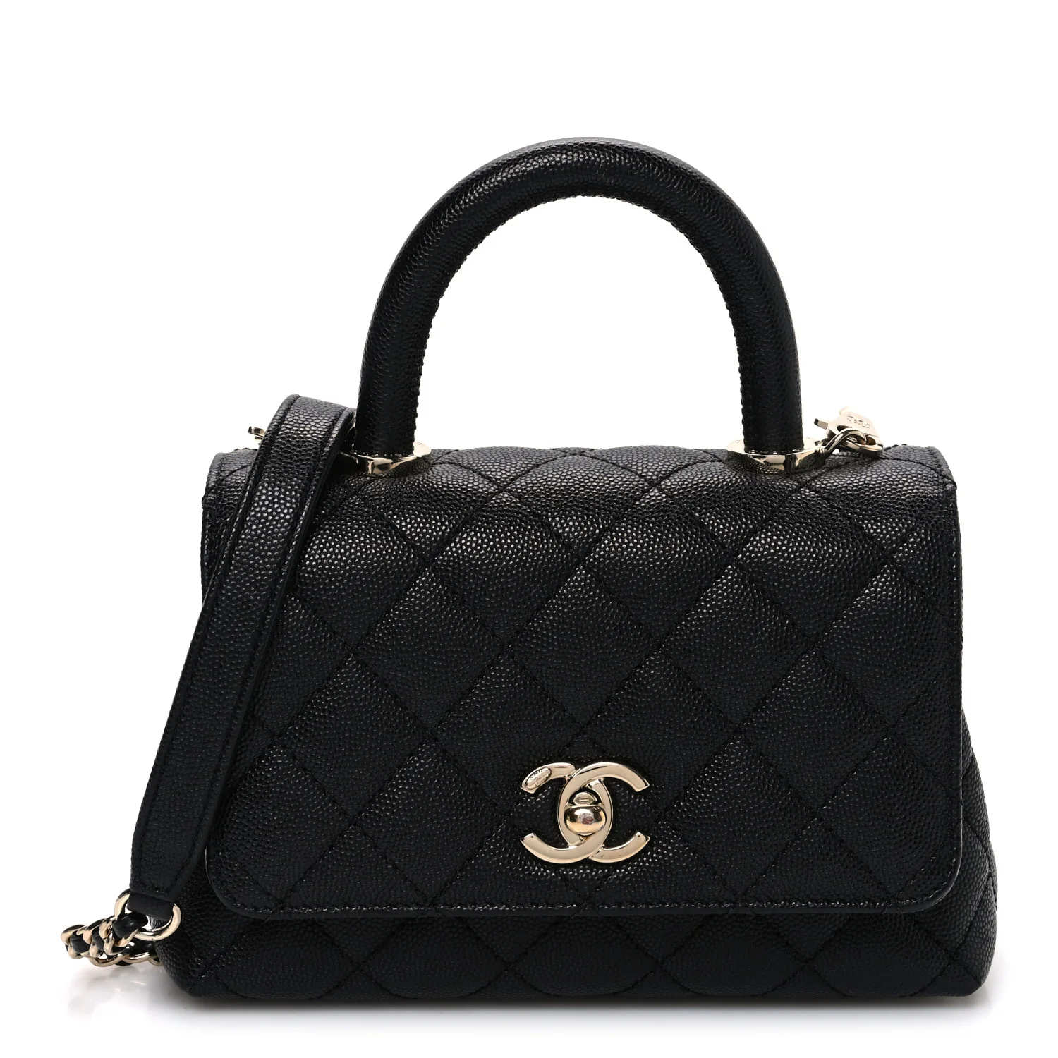 Caviar Quilted Extra Mini Coco Handle Flap Black