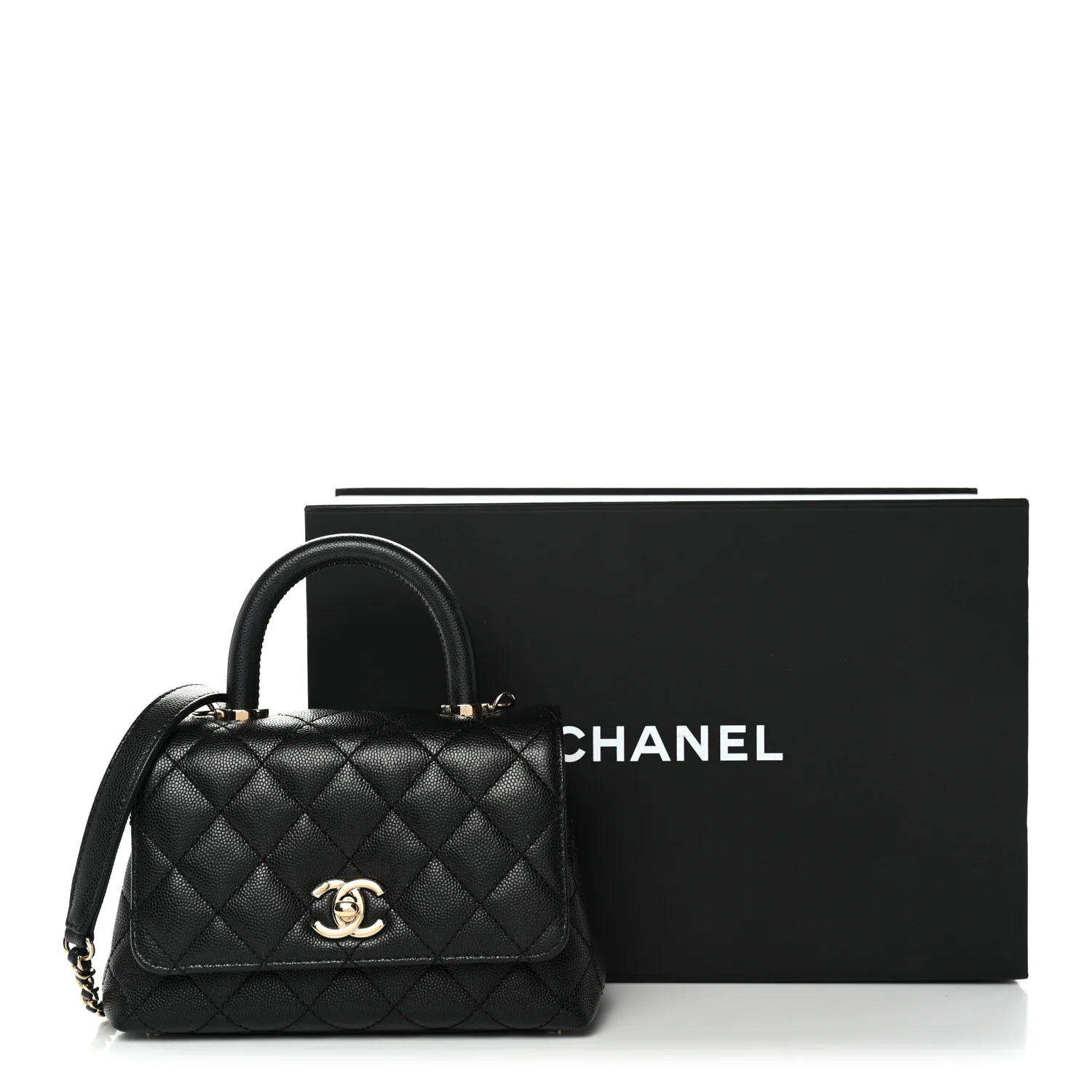 Caviar Quilted Extra Mini Coco Handle Flap Black - Image 12
