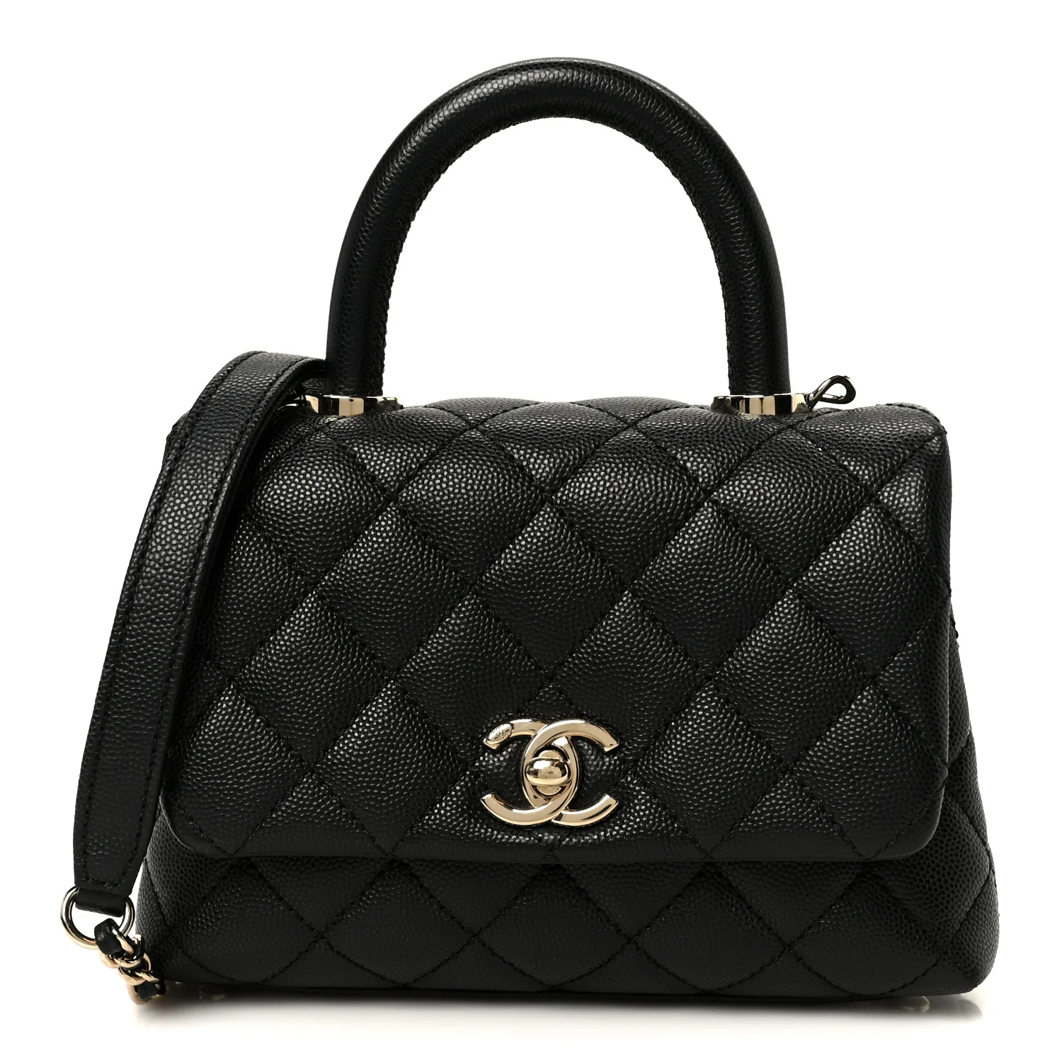 Caviar Quilted Extra Mini Coco Handle Flap Black