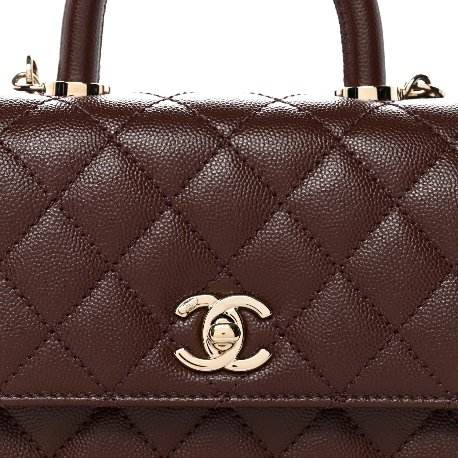 Caviar Quilted Extra Mini Coco Handle Flap Dark Brown - Image 8