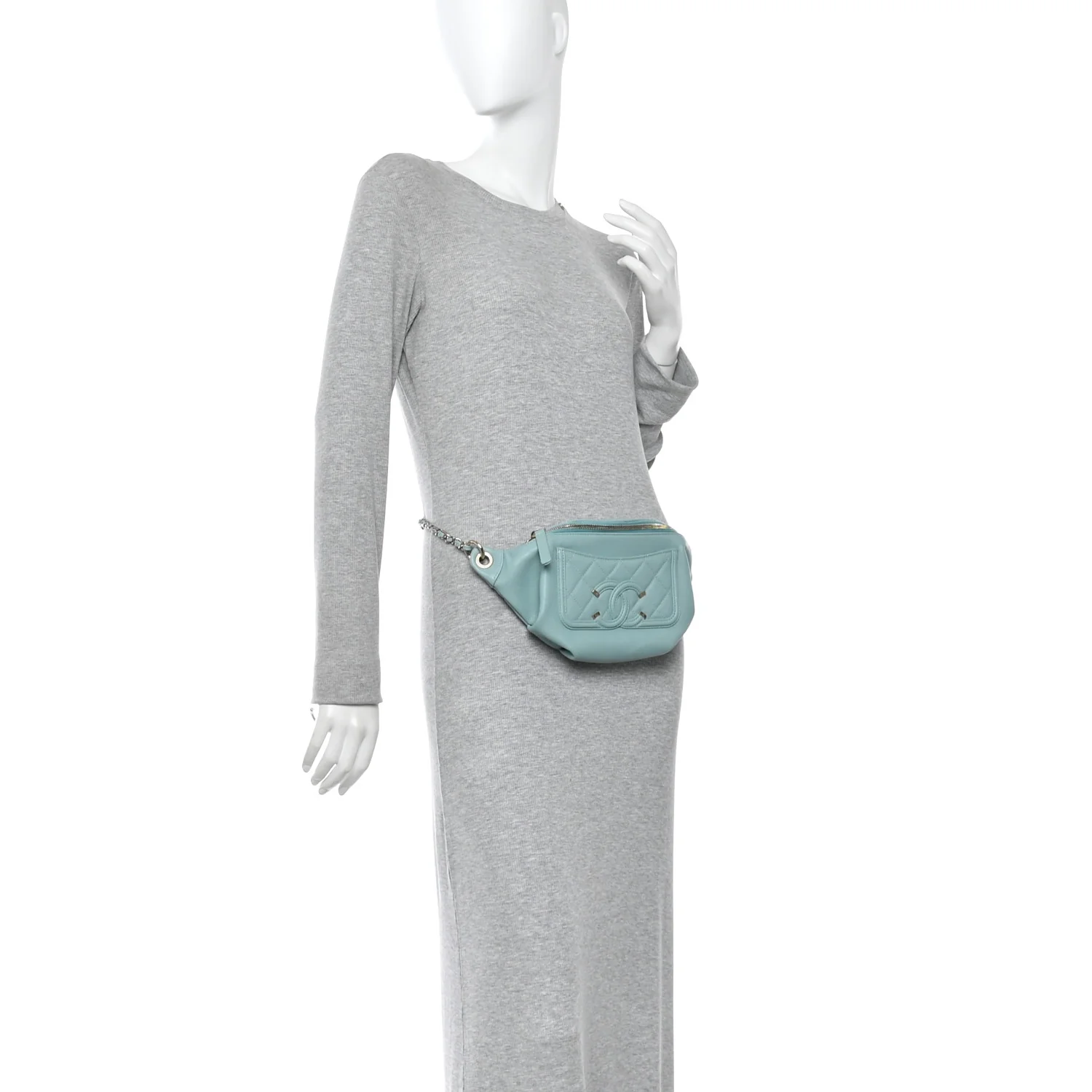 Caviar Quilted Filigree Waist Bag Light Blue - Image 2