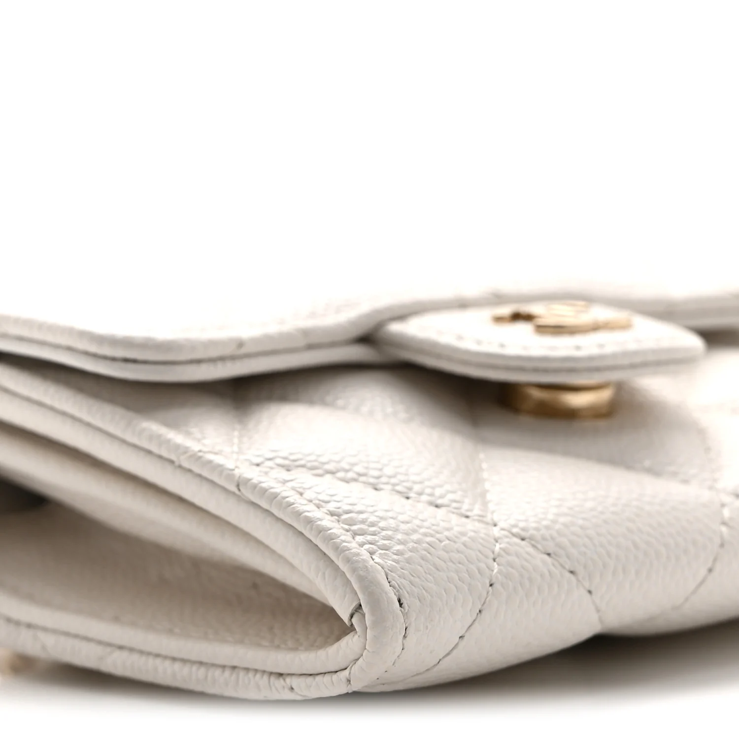 Caviar Quilted Flap Card Holder On Chain White - Image 10