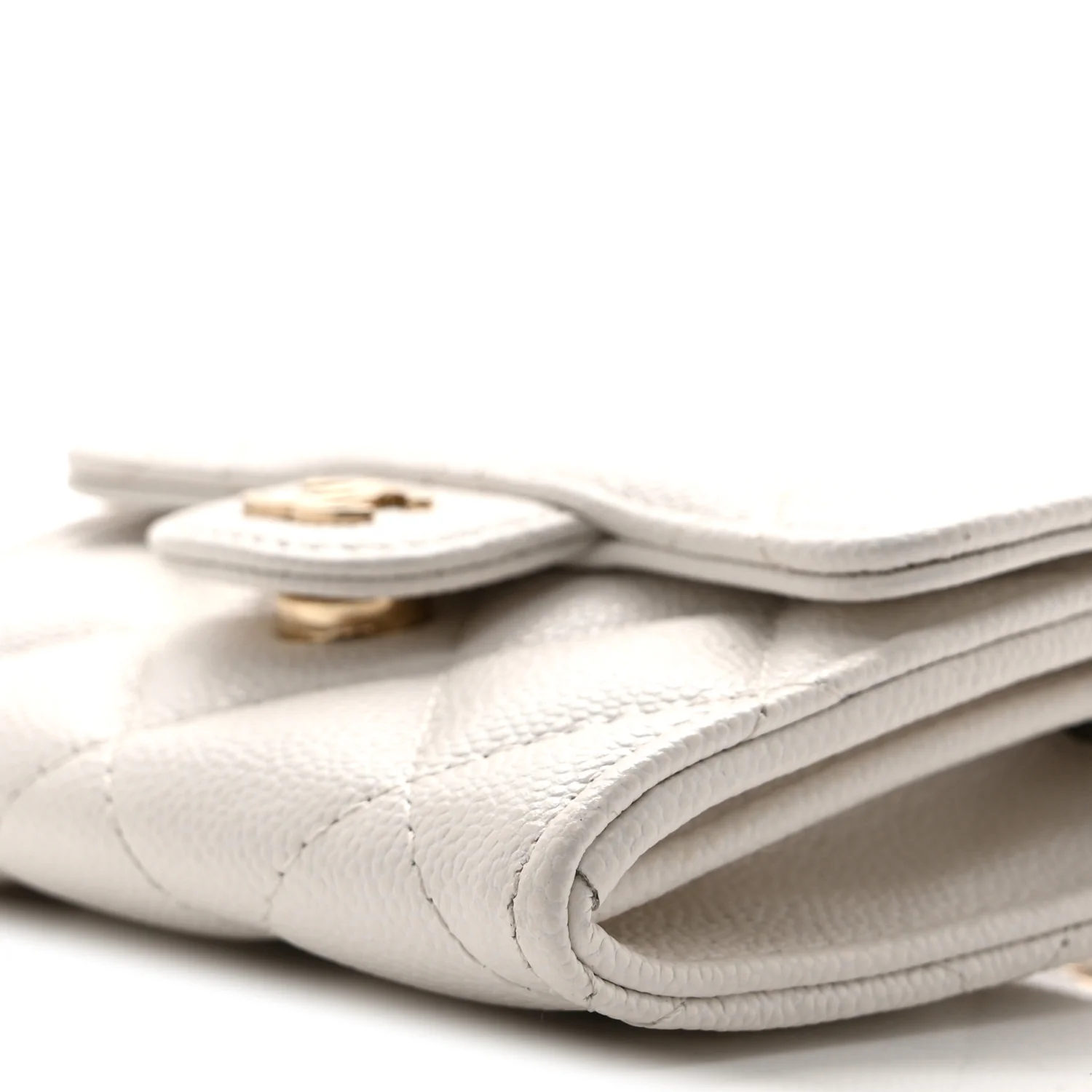 Caviar Quilted Flap Card Holder On Chain White - Image 11