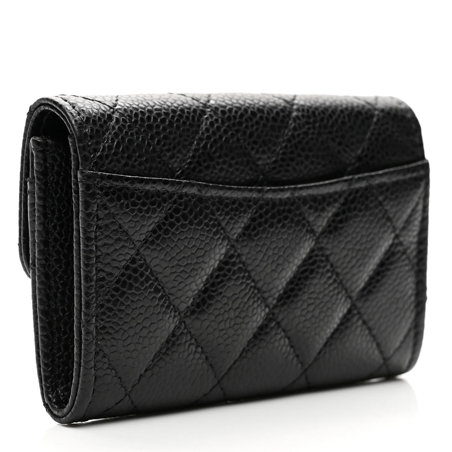 Caviar Quilted Flap Card Holder Wallet Black - Image 3