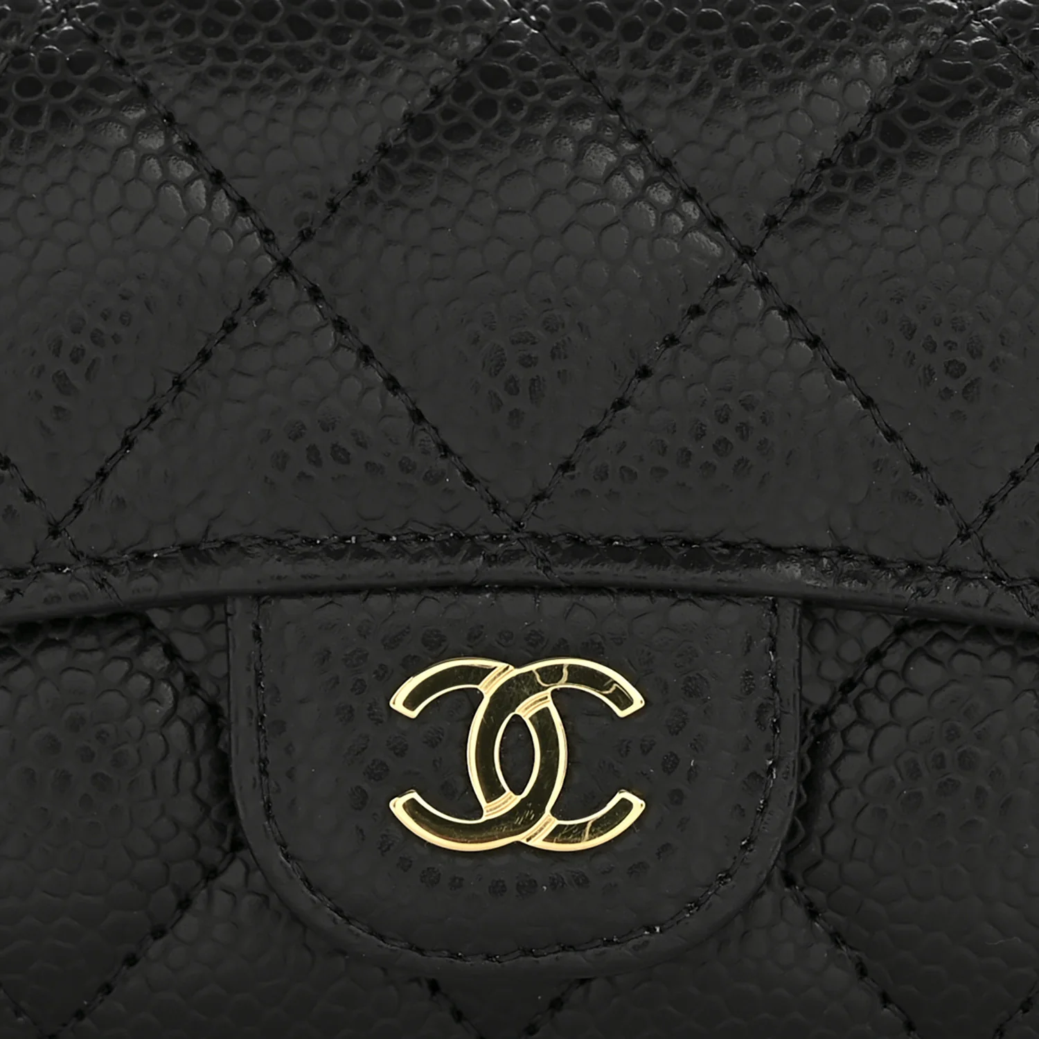 Caviar Quilted Flap Card Holder Wallet Black - Image 9