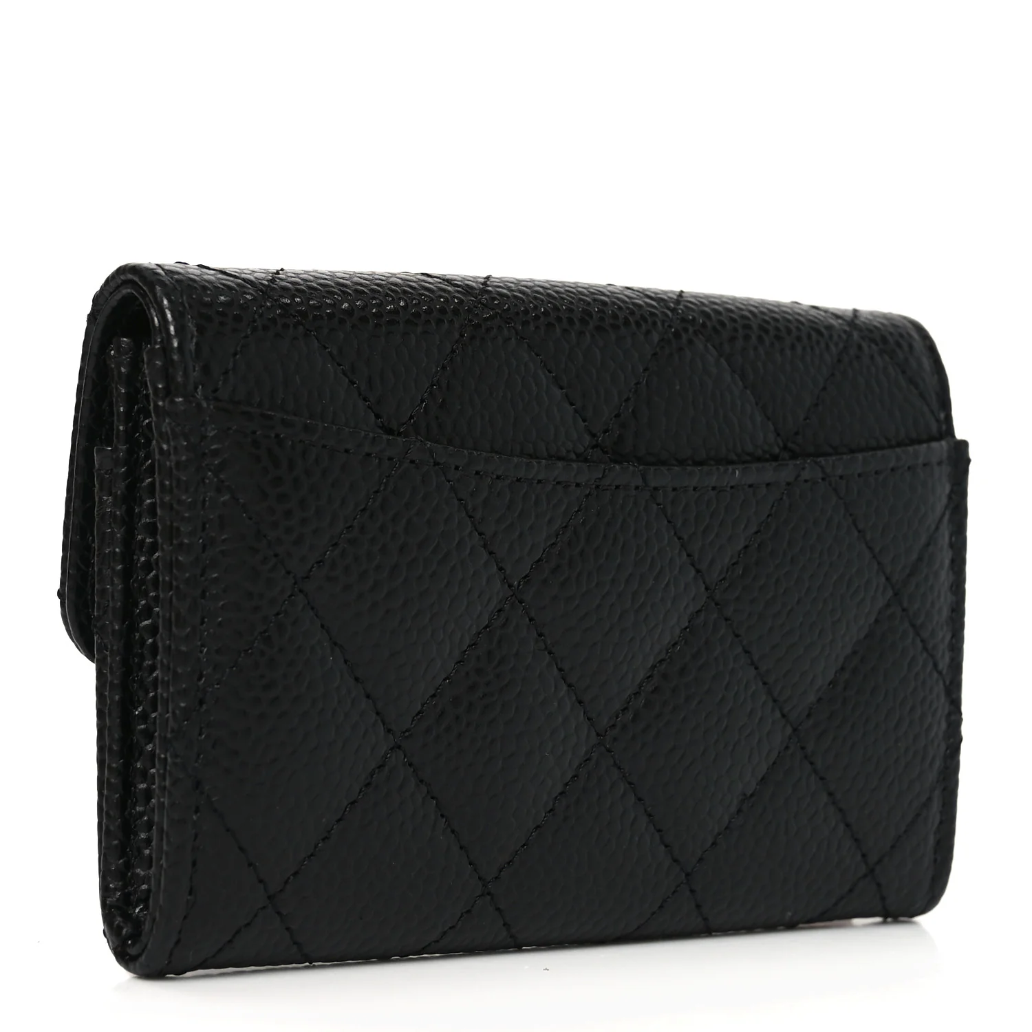 Caviar Quilted Flap Card Holder Wallet Black - Image 5