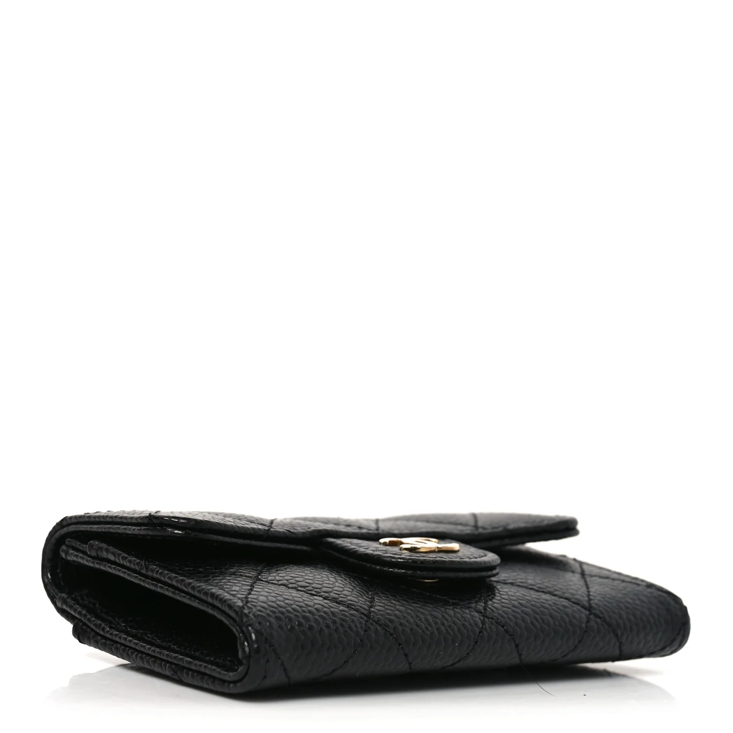 Caviar Quilted Flap Card Holder Wallet Black - Image 8
