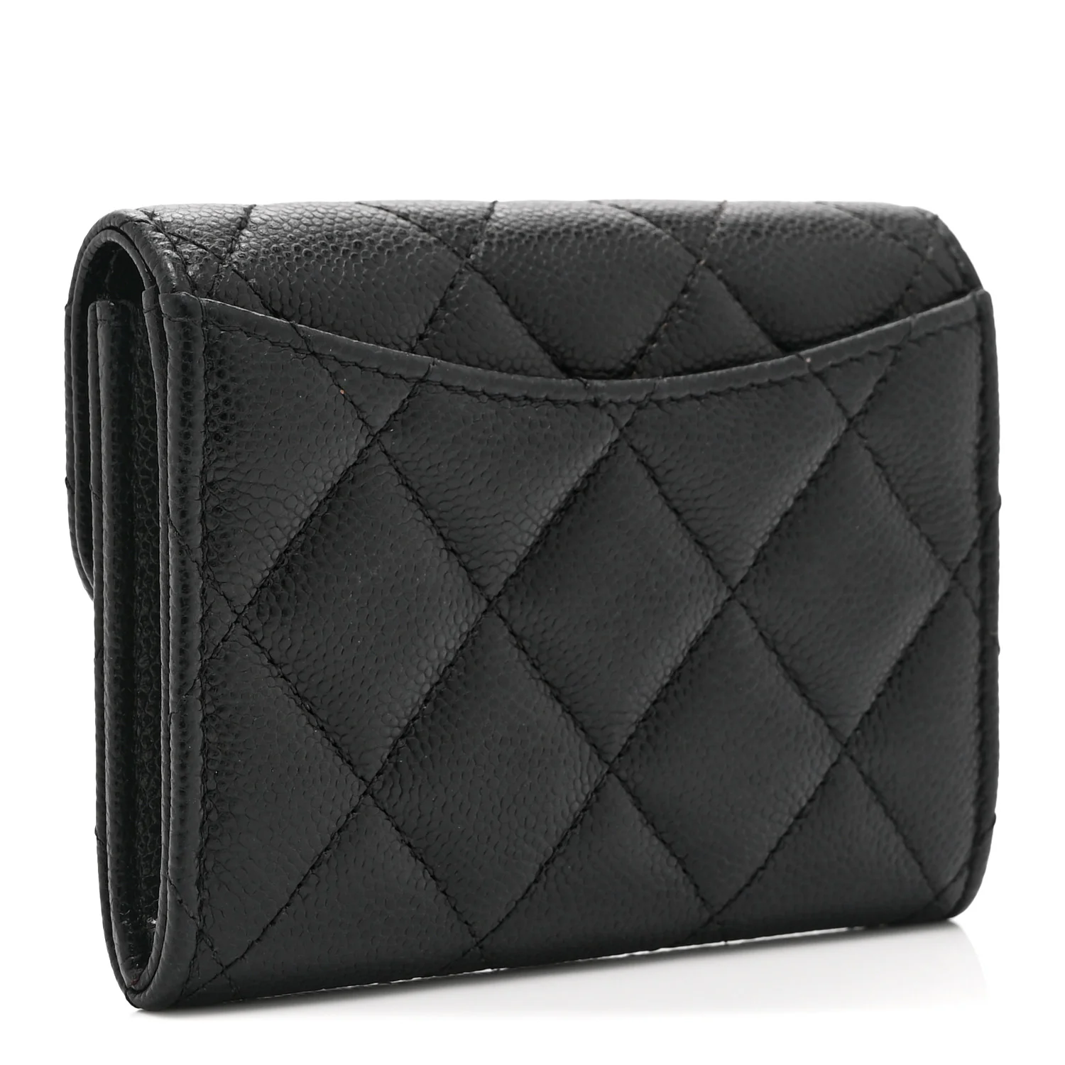 Caviar Quilted Flap Card Holder Wallet Black - Image 3