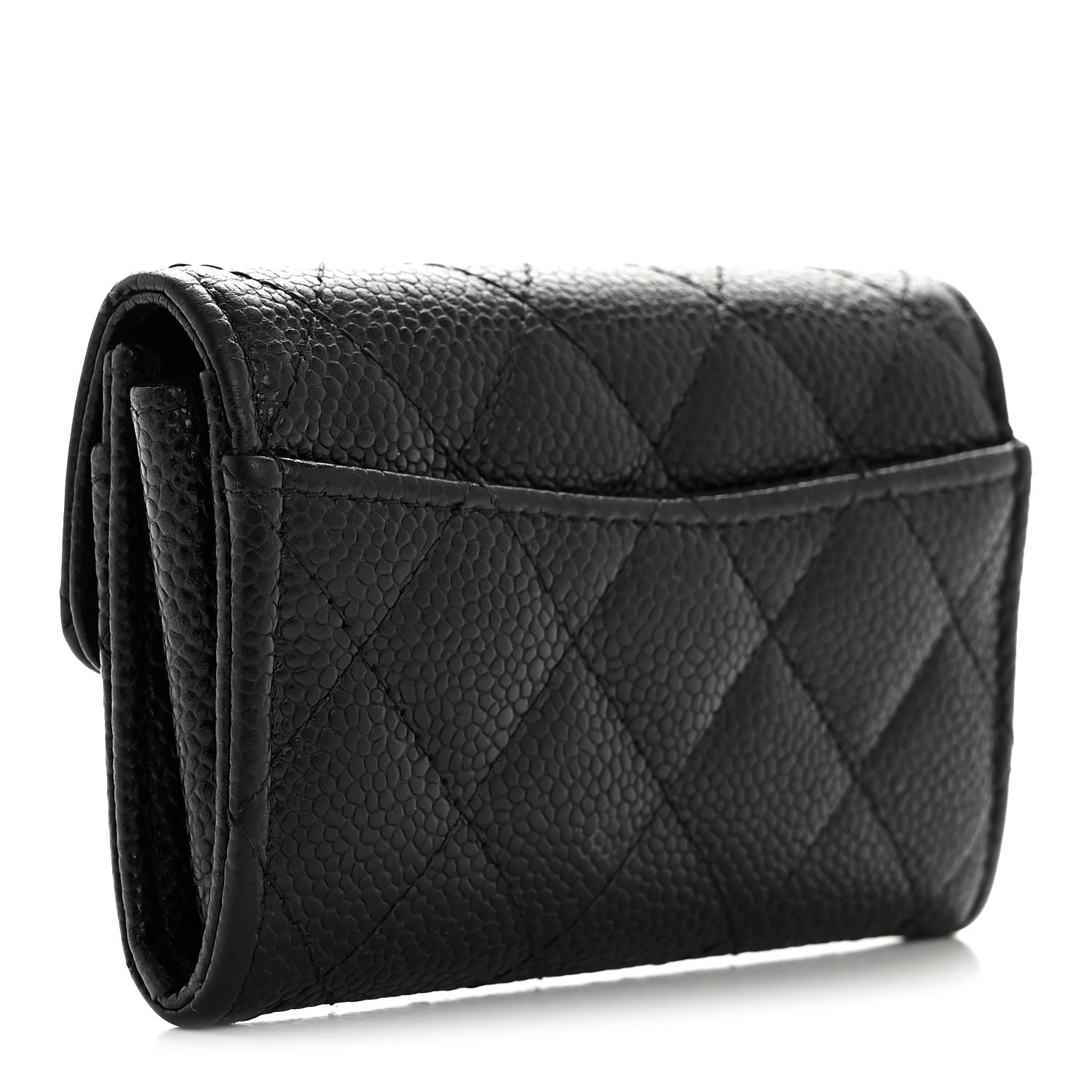 Caviar Quilted Flap Card Holder Wallet Black - Image 3