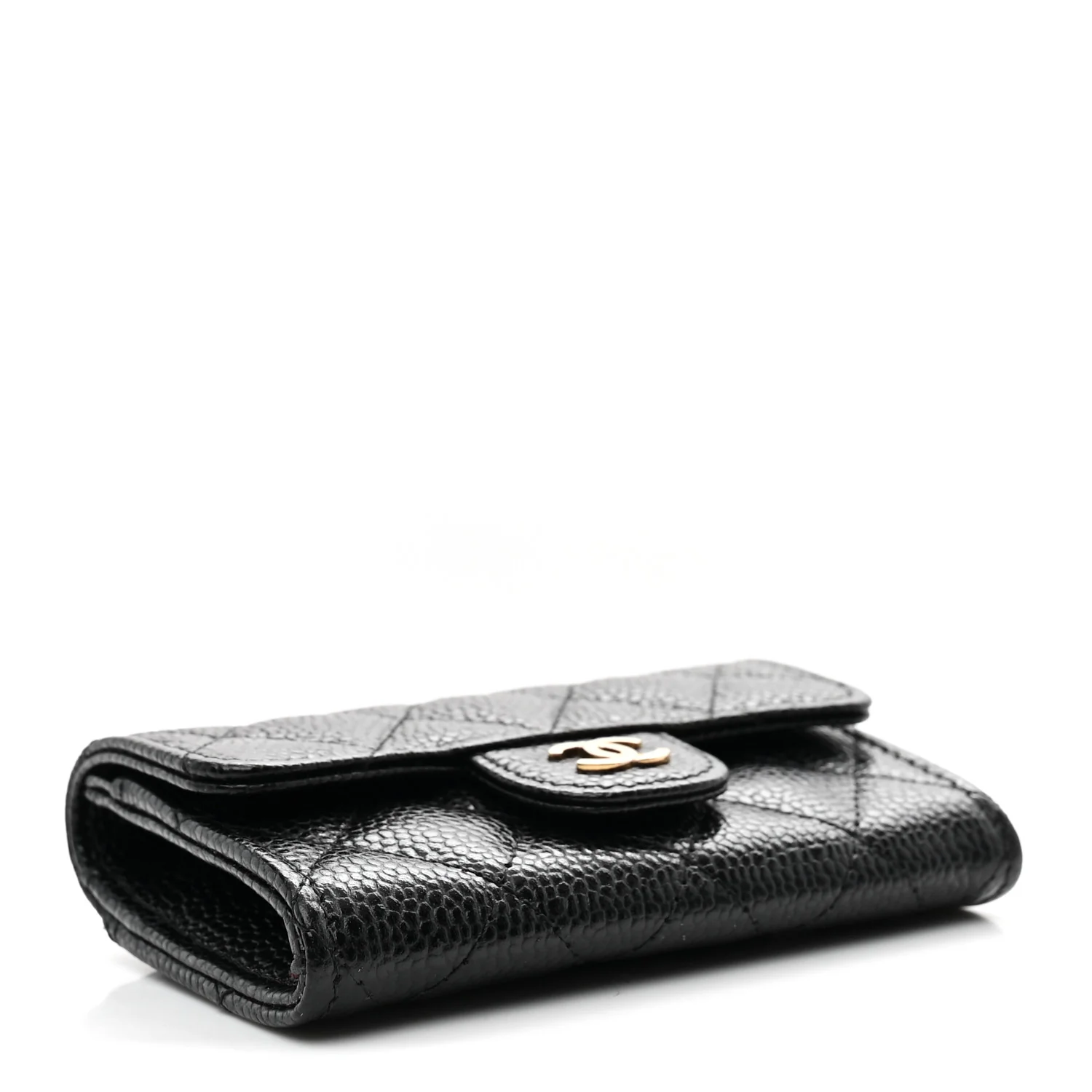 Caviar Quilted Flap Card Holder Wallet Black - Image 4