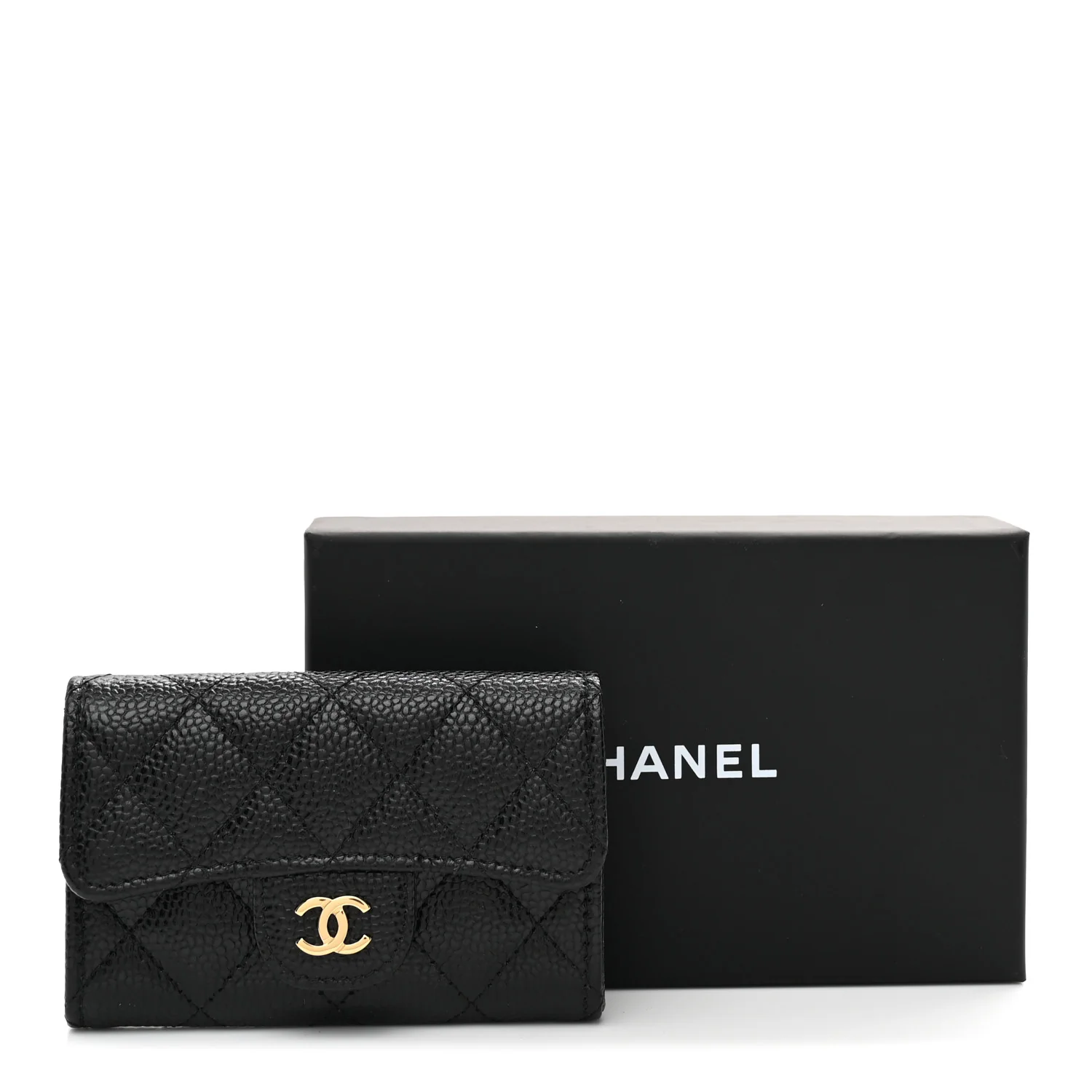 Caviar Quilted Flap Card Holder Wallet Black - Image 9