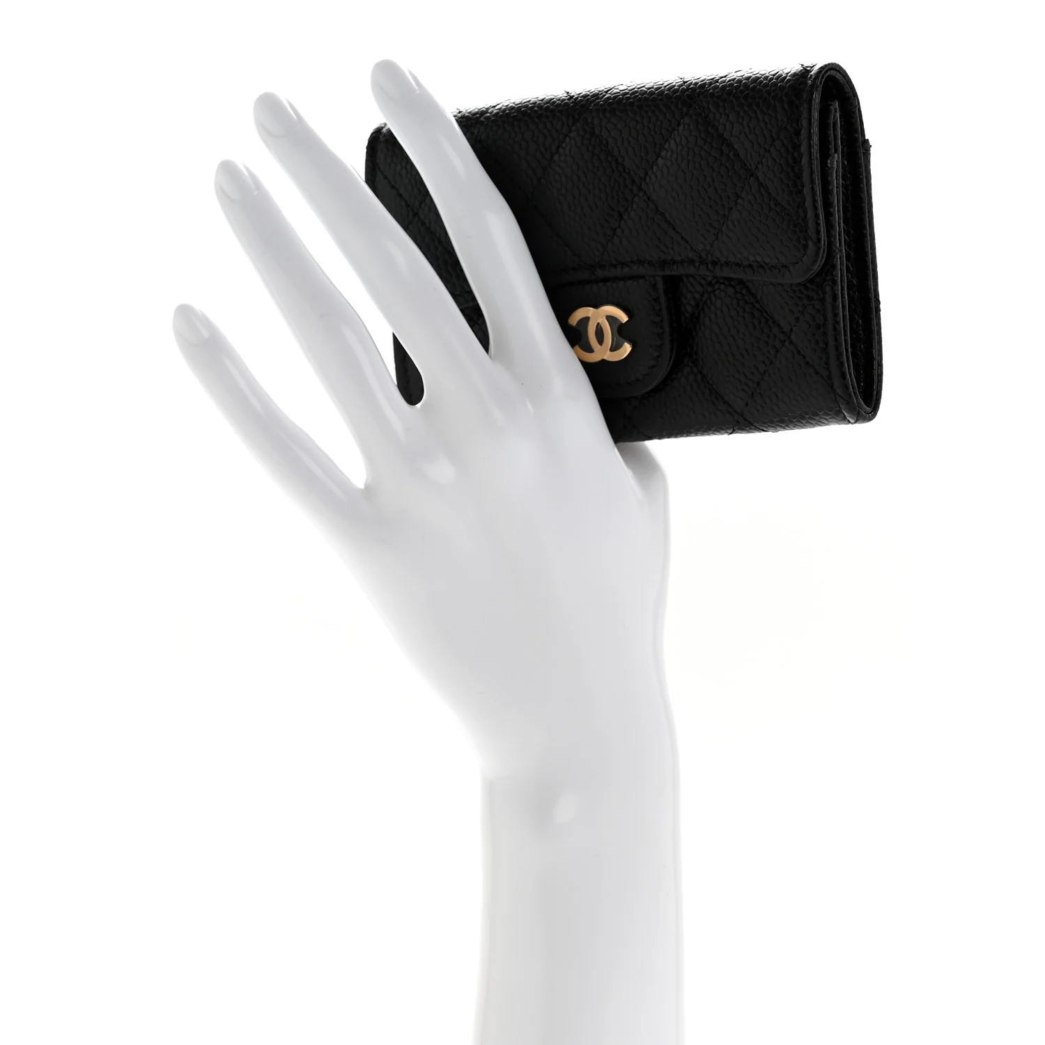 Caviar Quilted Flap Card Holder Wallet Black - Image 2