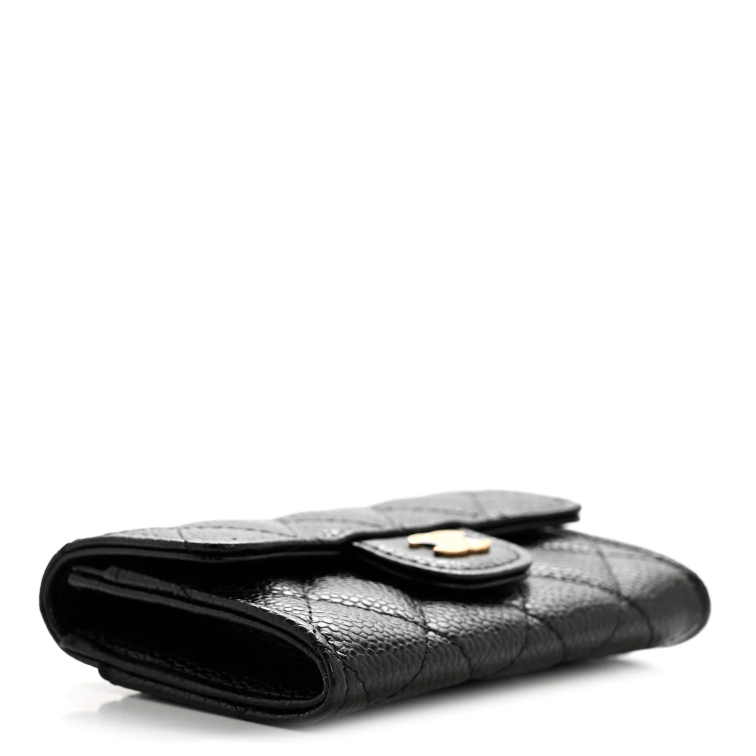 Caviar Quilted Flap Card Holder Wallet Black - Image 4