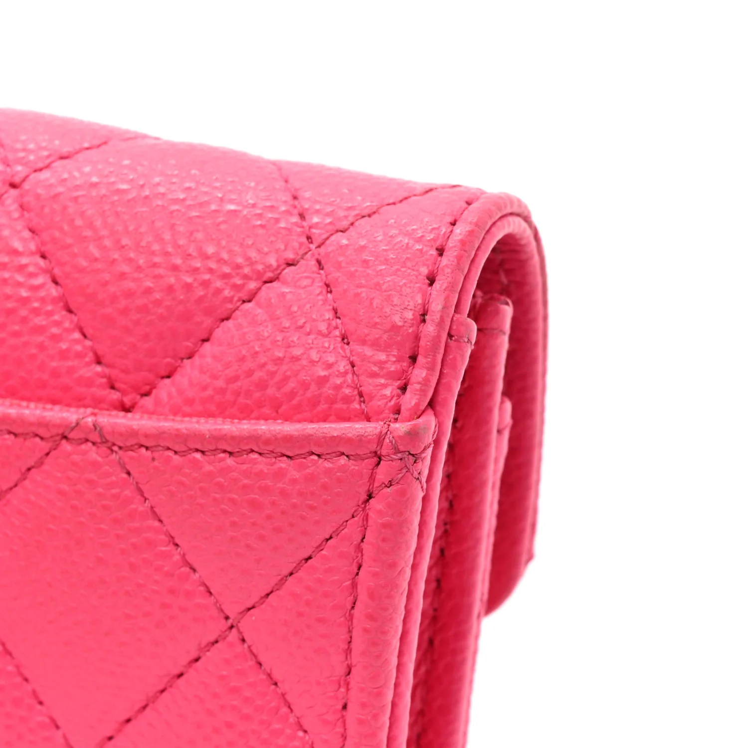 Caviar Quilted Flap Card Holder Wallet Fuchsia - Image 8