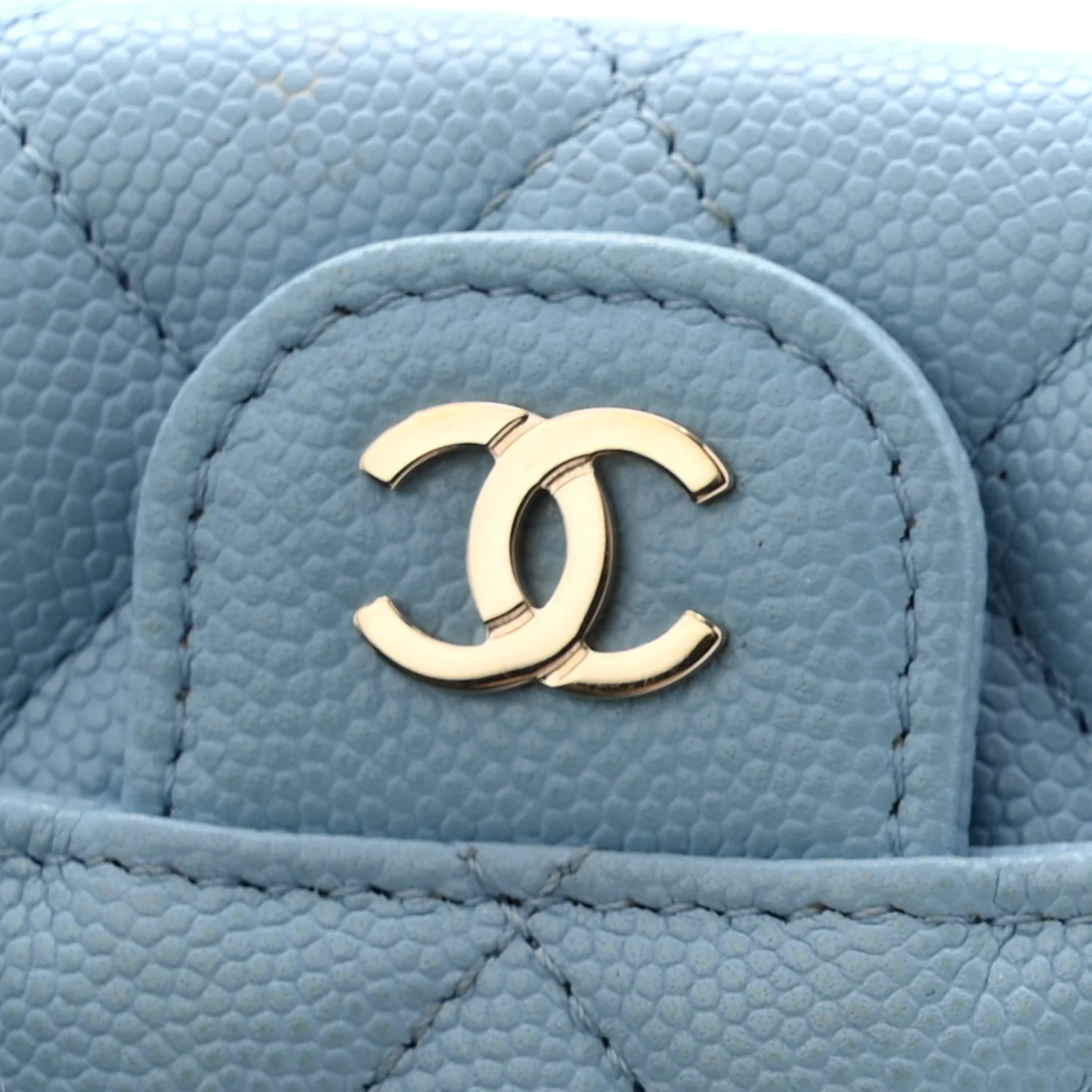 Caviar Quilted Flap Card Holder Wallet Light Blue - Image 8