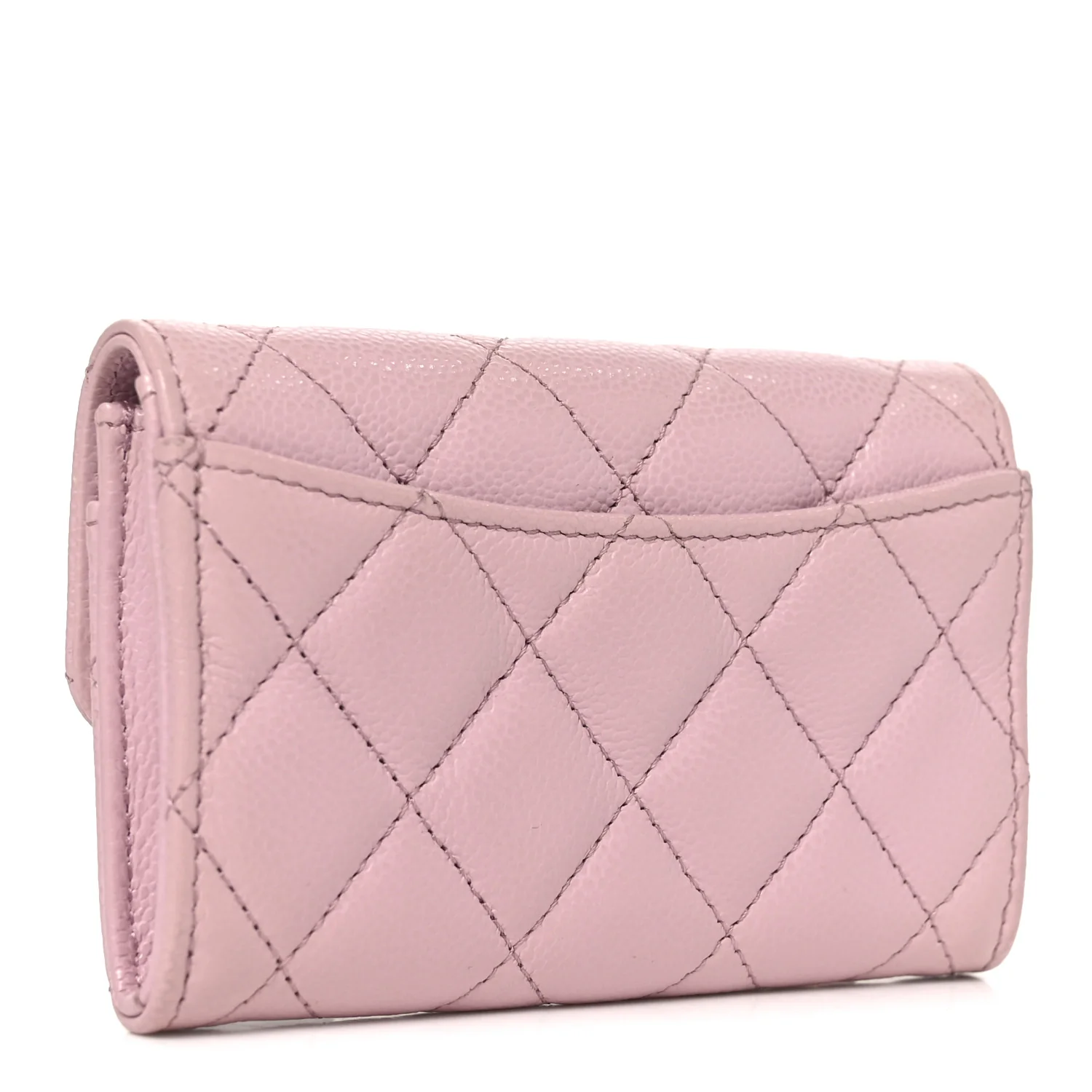 Caviar Quilted Flap Card Holder Wallet Light Pink - Image 3