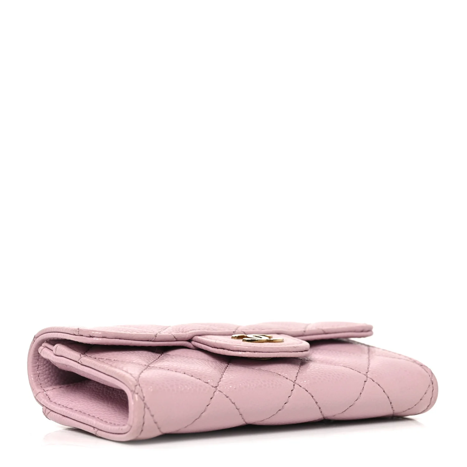 Caviar Quilted Flap Card Holder Wallet Light Pink - Image 4