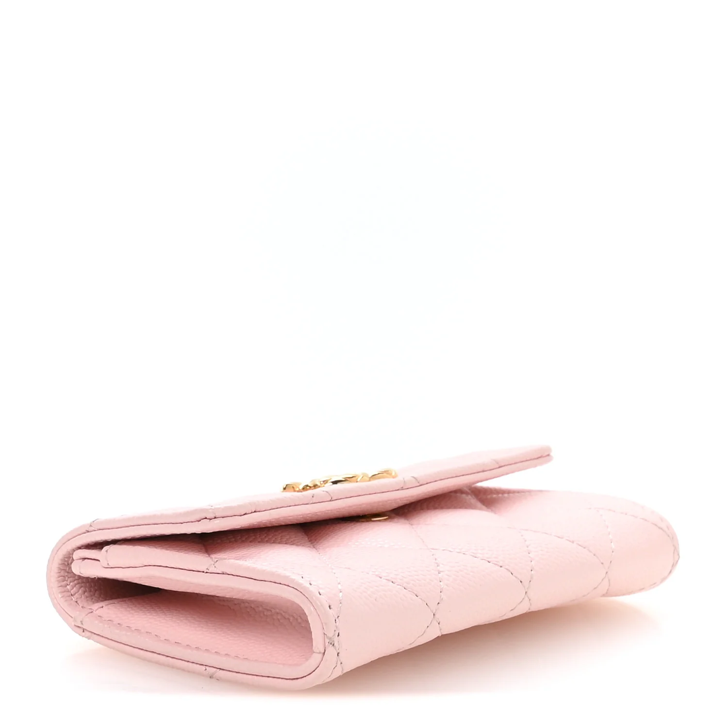 Caviar Quilted Flap Card Holder Wallet Light Pink - Image 4