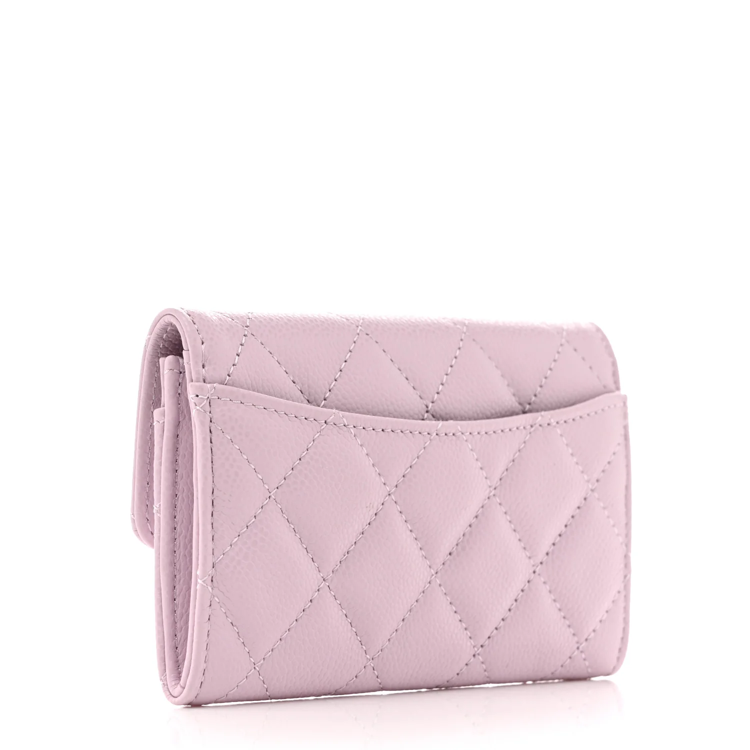 Caviar Quilted Flap Card Holder Wallet Light Purple - Image 3