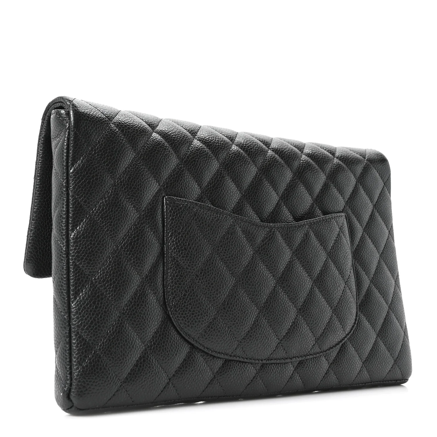 Caviar Quilted Flap Clutch Dark Grey - Image 3