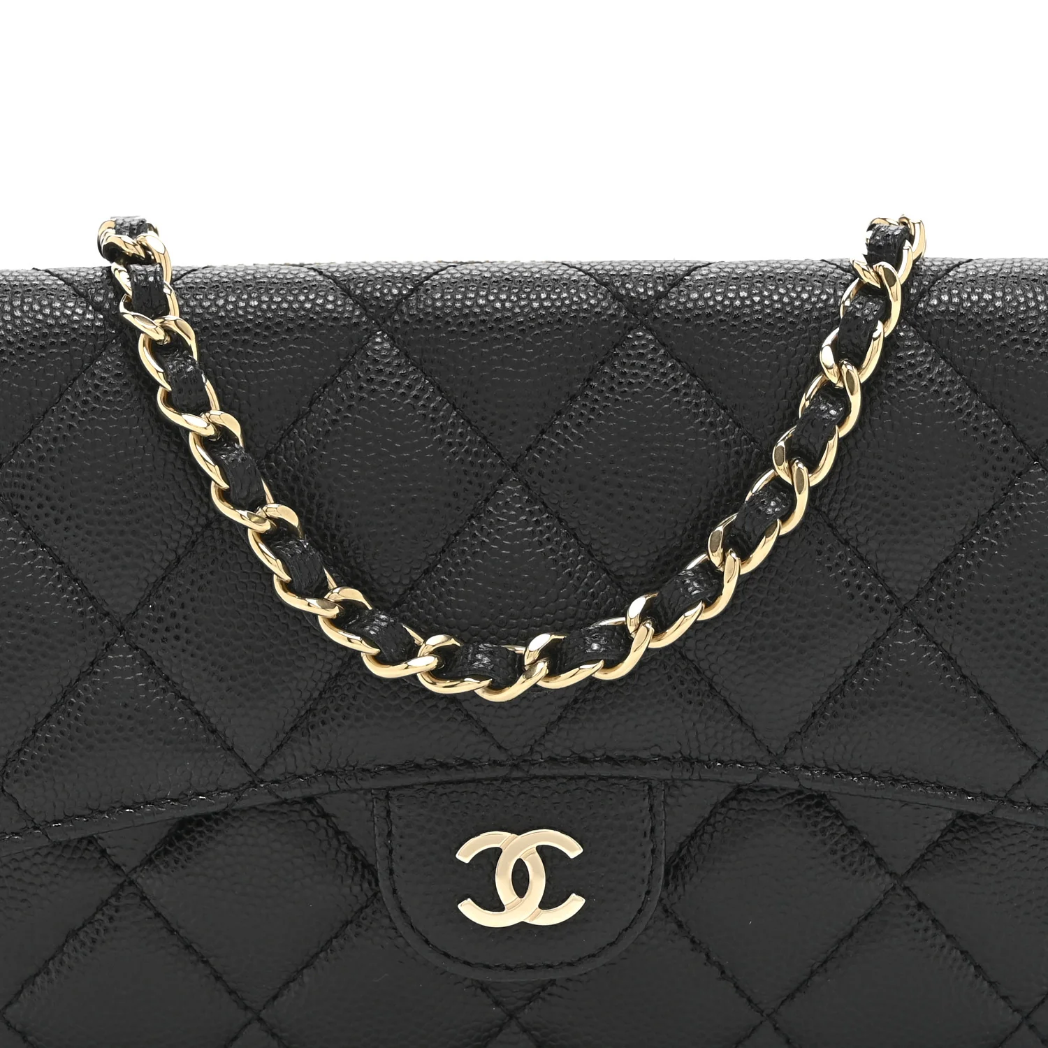 Caviar Quilted Flap Phone Holder With Chain Black - Image 10