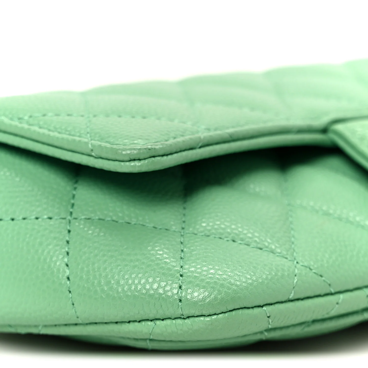 Caviar Quilted Flap Phone Holder With Chain Green - Image 10