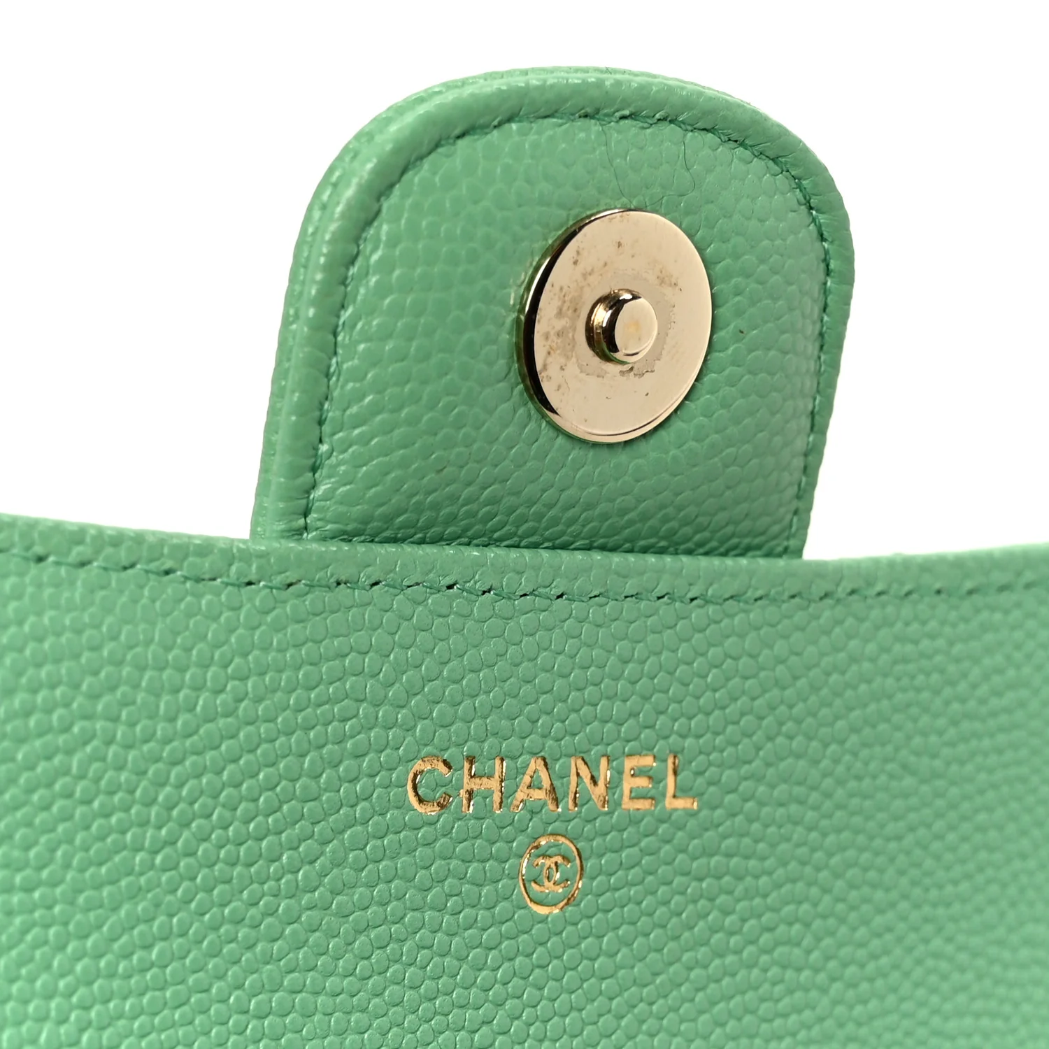 Caviar Quilted Flap Phone Holder With Chain Green - Image 7
