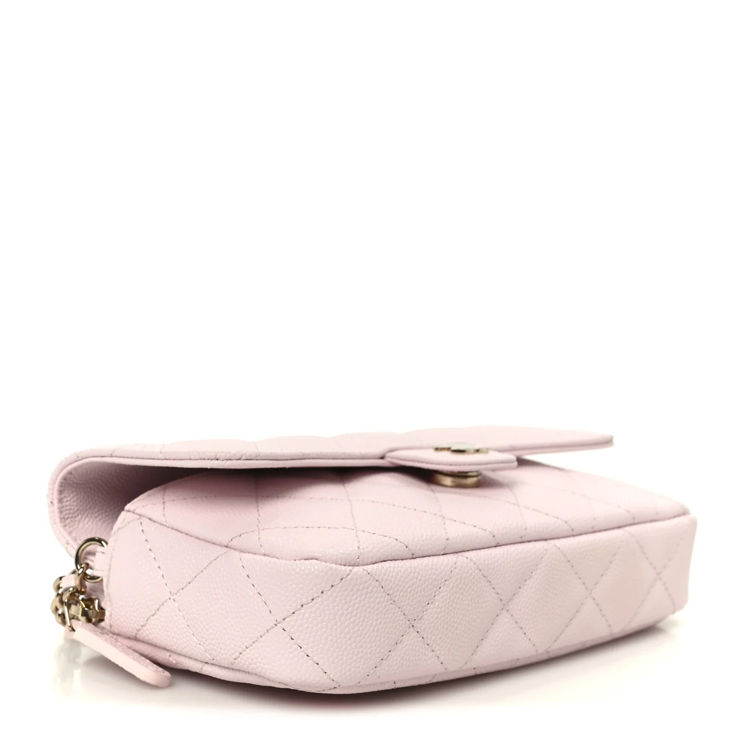 Caviar Quilted Flap Phone Holder With Chain Light Pink - Image 4
